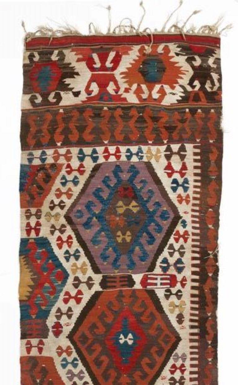 Turkish Antique Anatolian Kilim Panel, Mid-19th Century