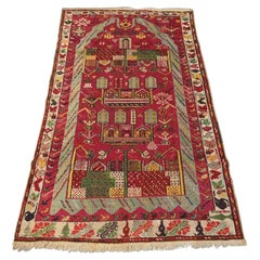 Antique tapis de prière anatolien de village de Kirsehir MT-028