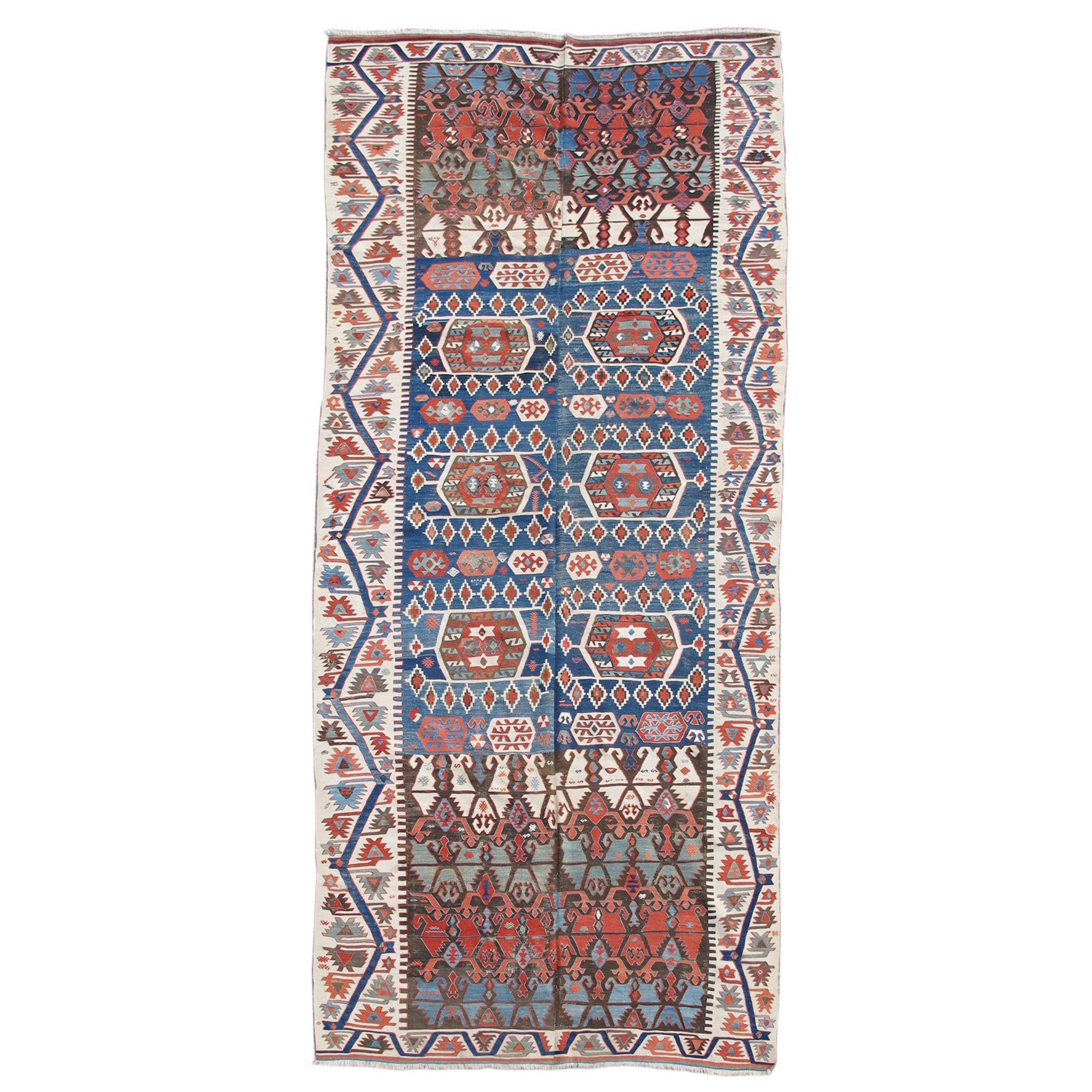 Antiker anatolisch-türkischer Konya-Kilim-Teppich, 19. Jahrhundert

Zusätzliche Informationen:
Herkunft: Anatolien (Türkei)
Abmessungen: 6'3