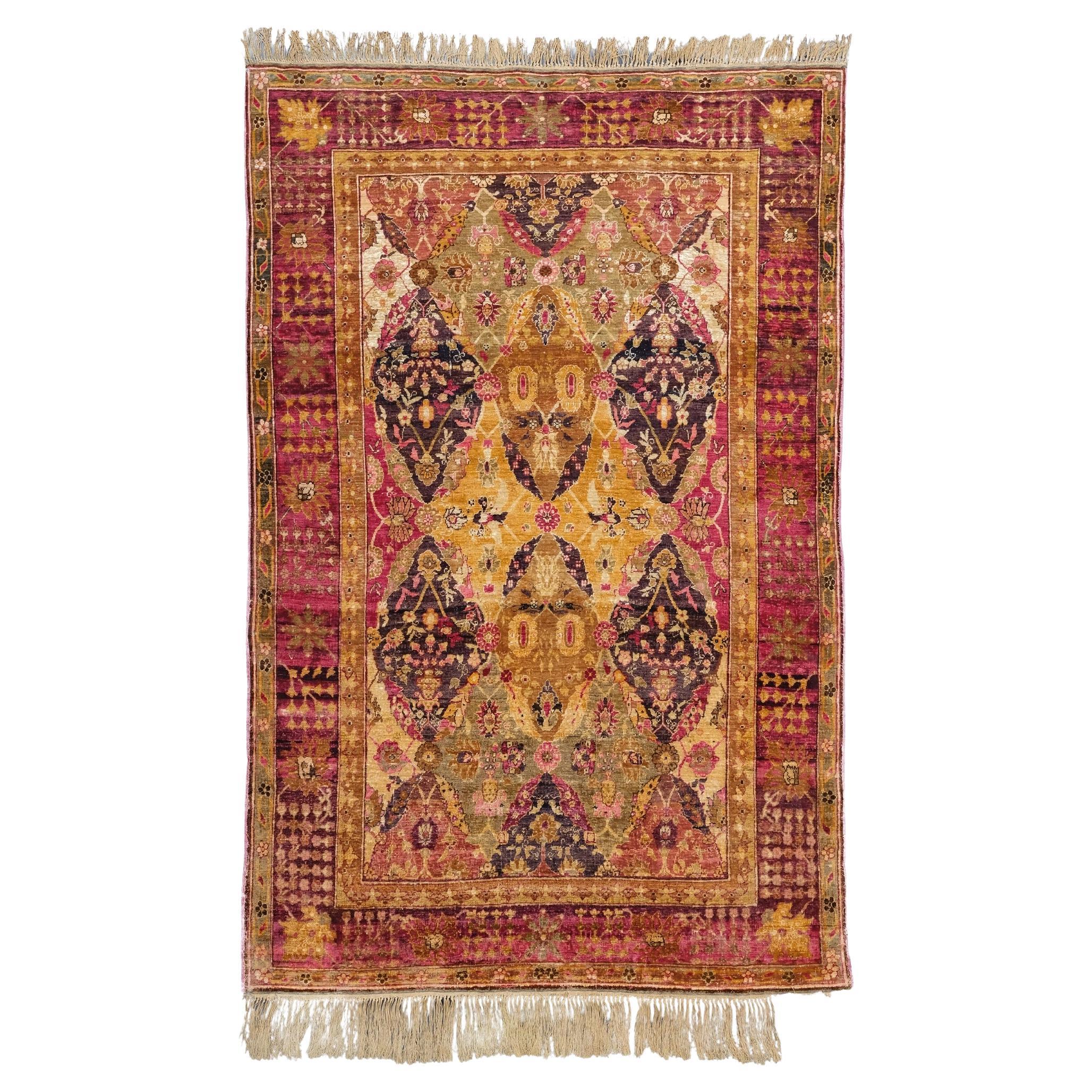 Antique Anatolian Kumkapi Silk Rug Circa 1920’s