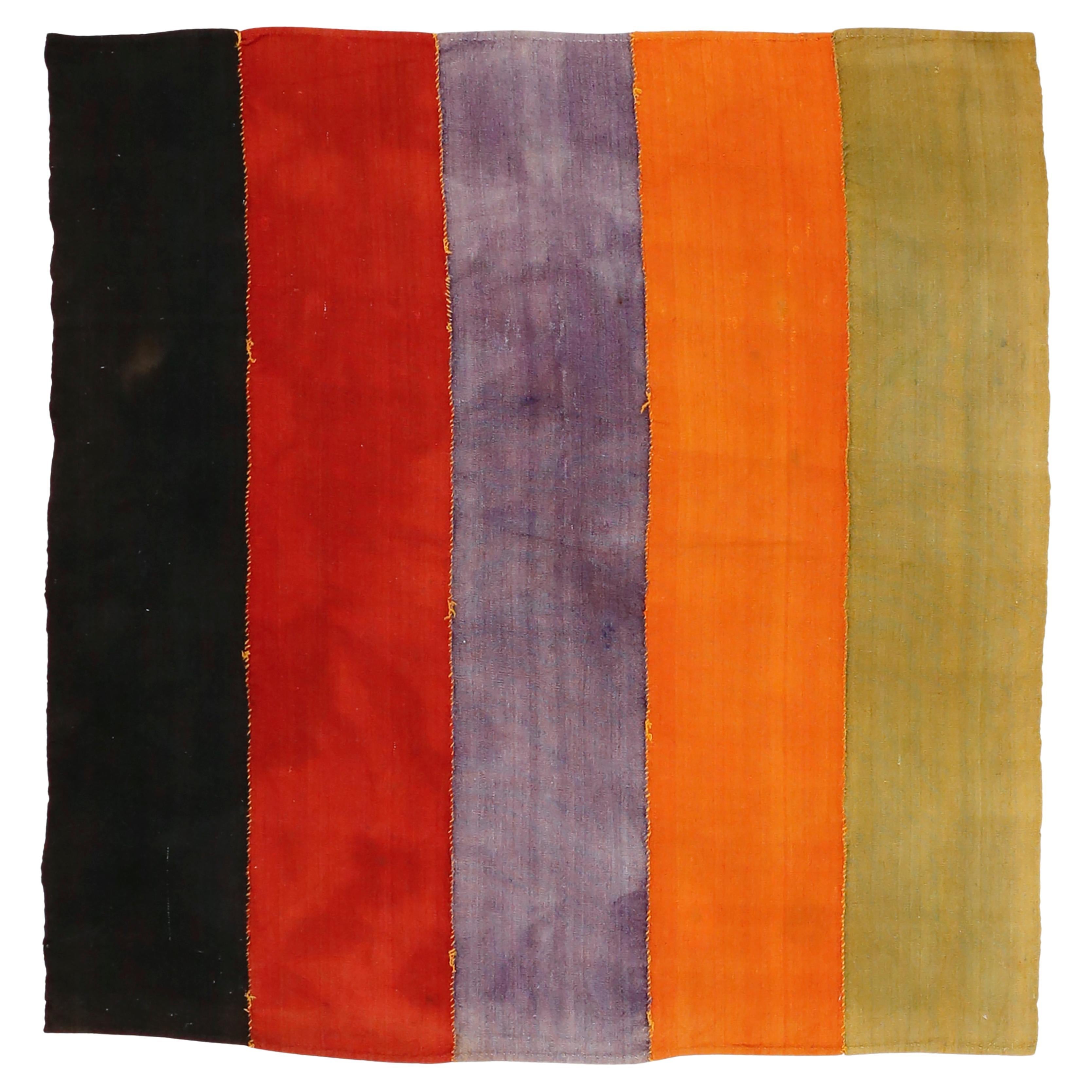 Antico tappeto minimalista anatolico a strisce Perdeh Kilim in vendita