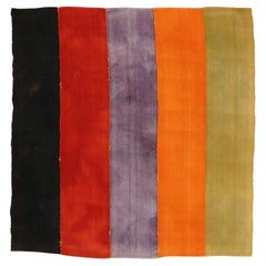 Antique Anatolian Minimalist Striped Perdeh Kilim Rug