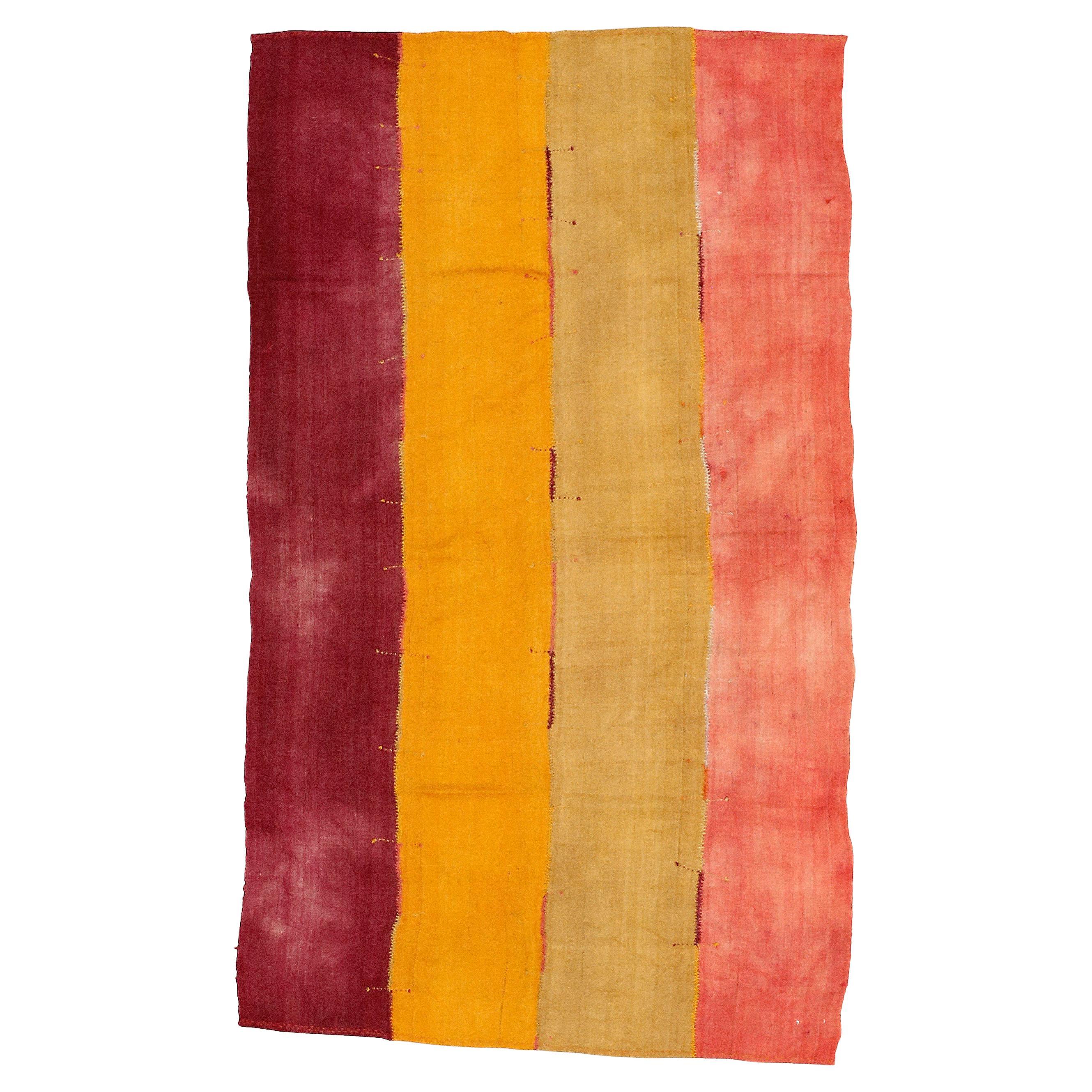 Antico tappeto minimalista anatolico a strisce Perdeh Kilim