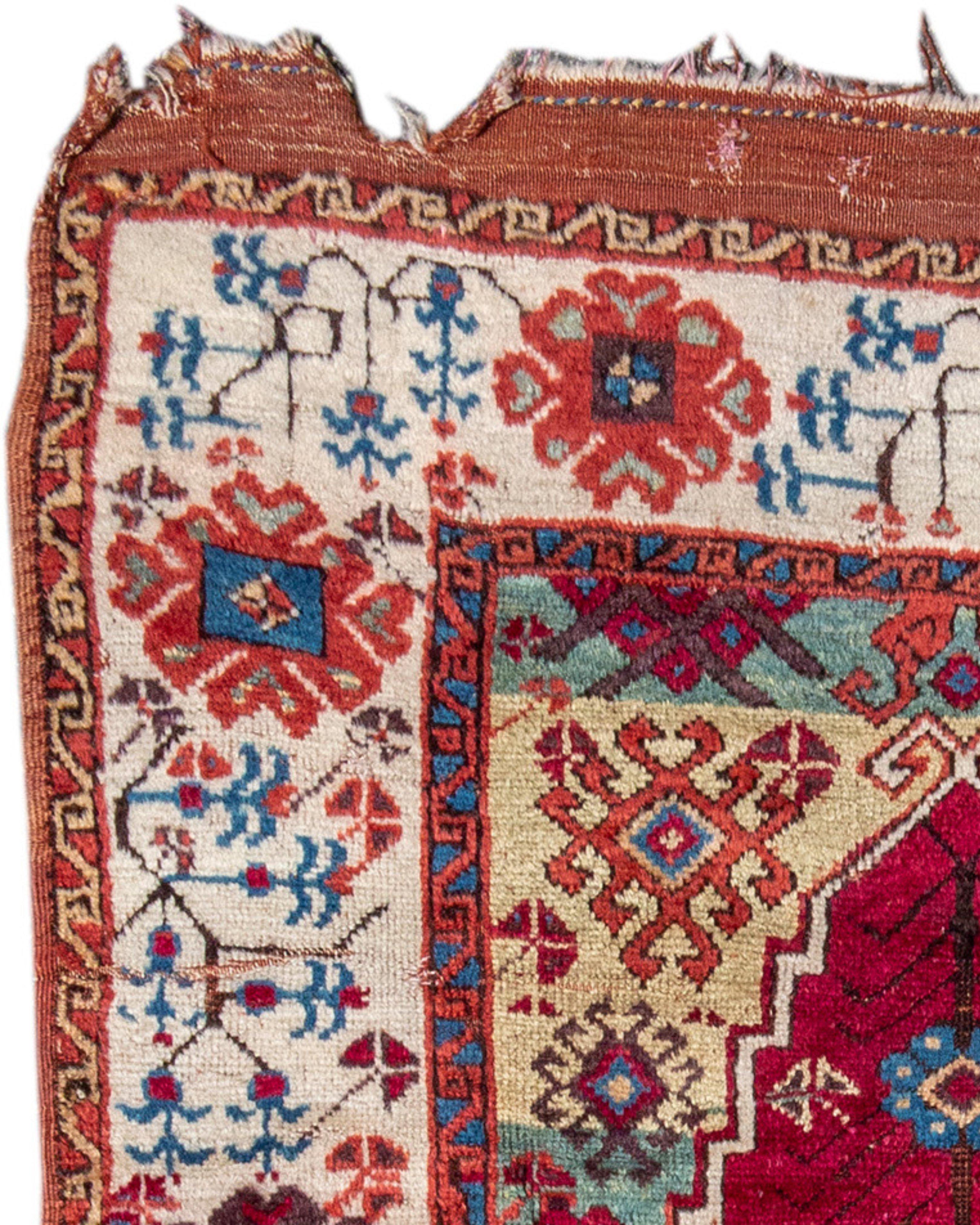 Turc Tapis de prière antique d'Anatolie, 19e siècle en vente