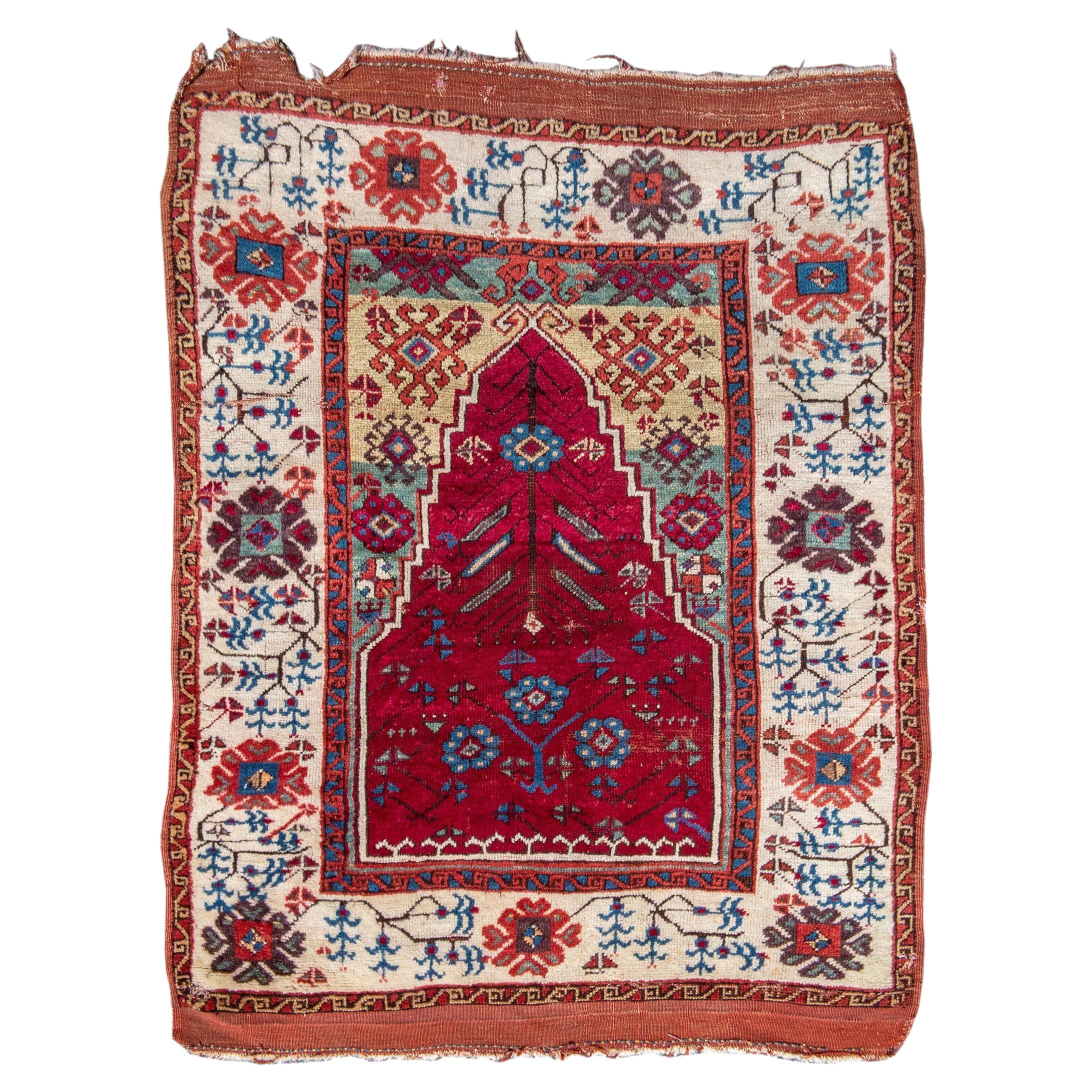 Antique Anatolian Prayer Rug, 19th Century For Sale
