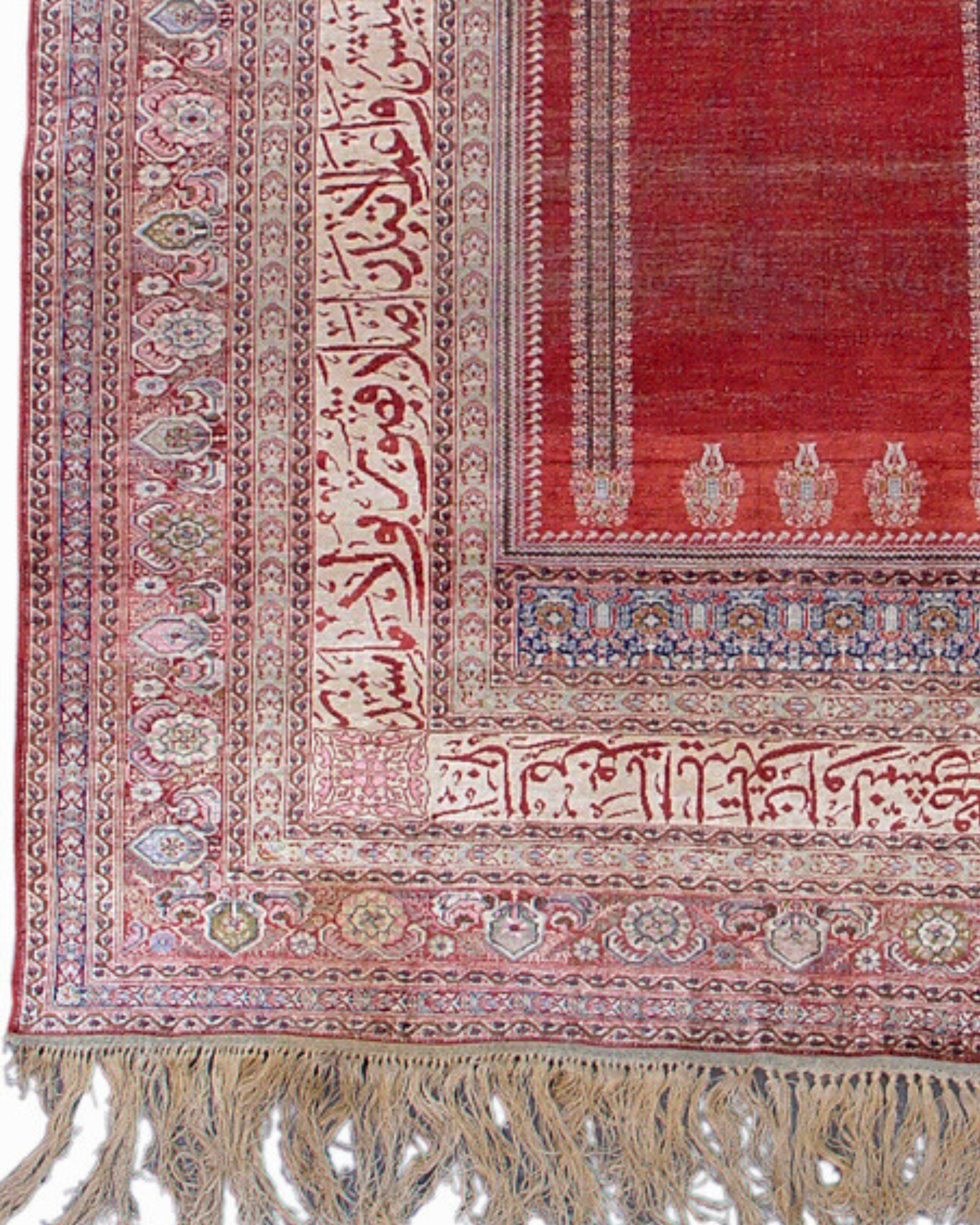 Hand-Woven Antique Anatolian Silk Sivas Rug, Early 20th Century For Sale