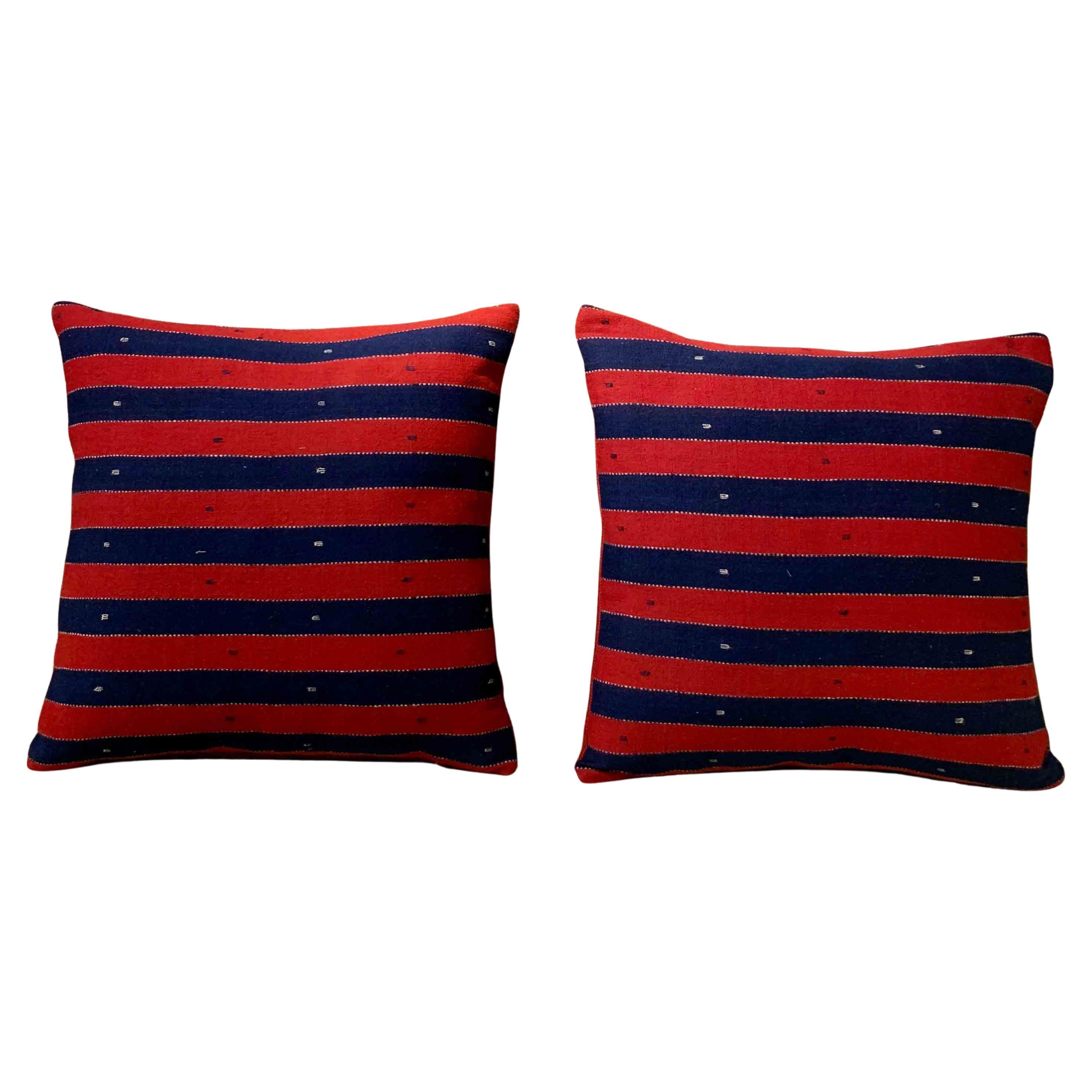 Paire de housses de coussin antiques à rayures (Anatolie)