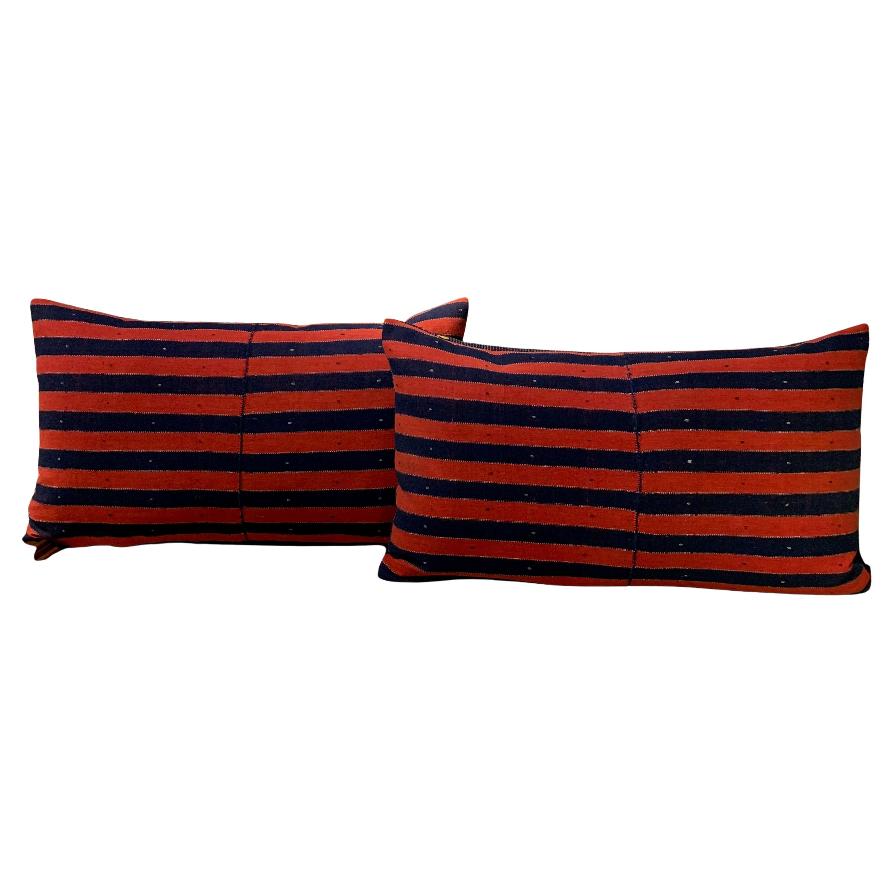 Paire de housses de coussin antiques à rayures (Anatolie)