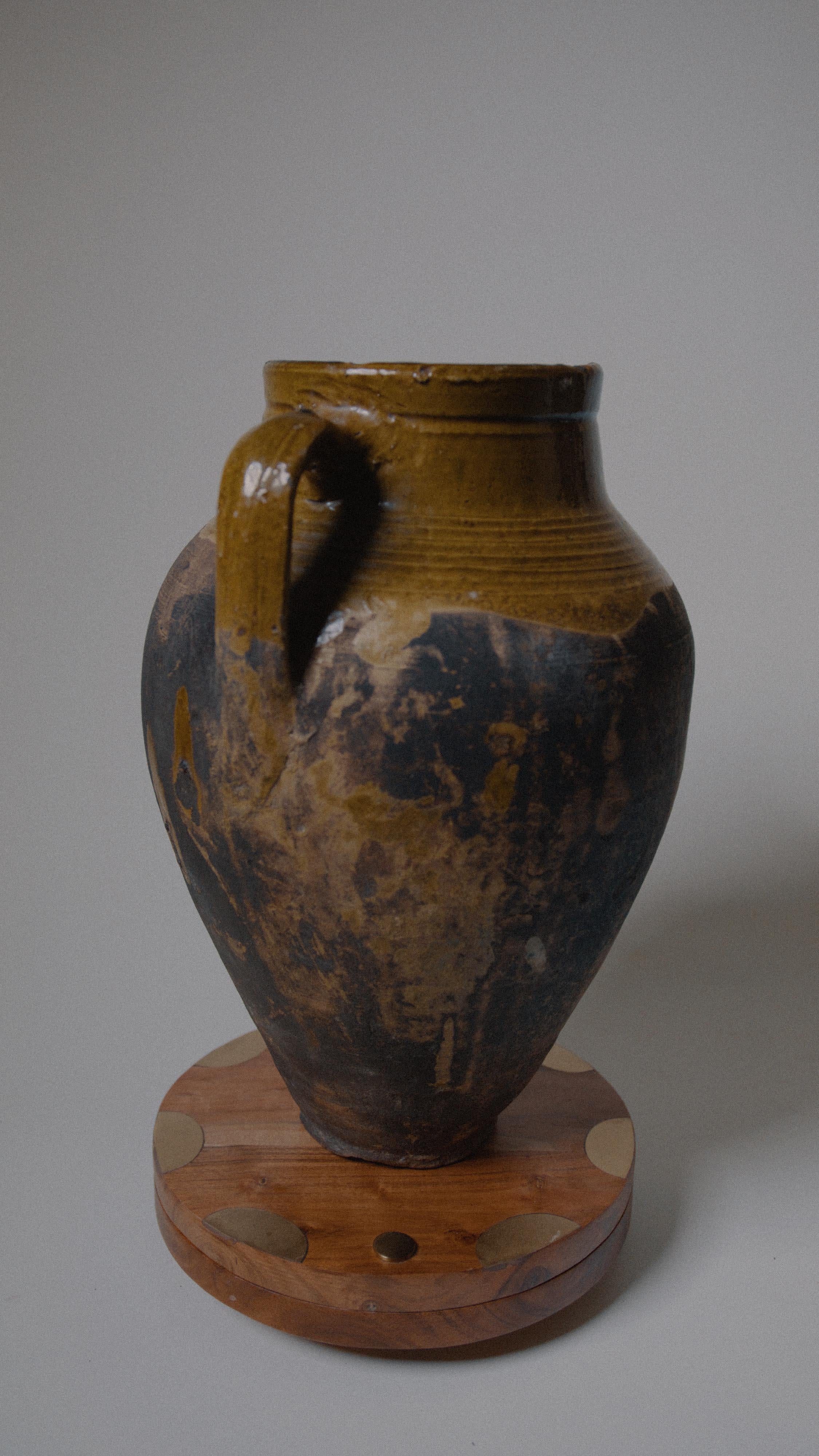 Hand-Carved Antique Konya, Anatolia, Turkish Clay Pot Large Rustic Floor