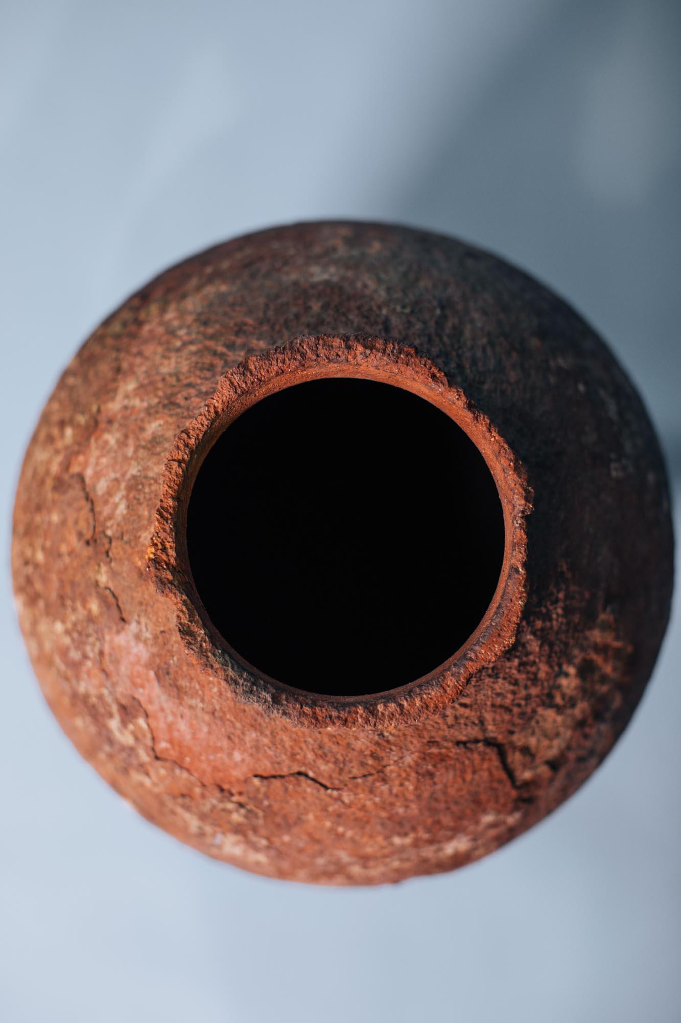 Clay Antique Anatolian Terracotta Vessel, Early 20th Century Hand-Thrown Pottery For Sale