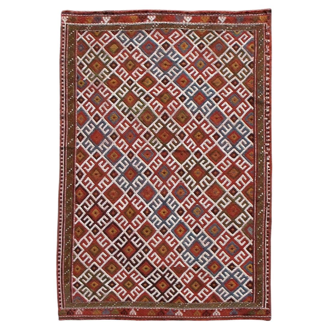Antique Anatolian Verneh Flatweave Rug, 19th Century For Sale
