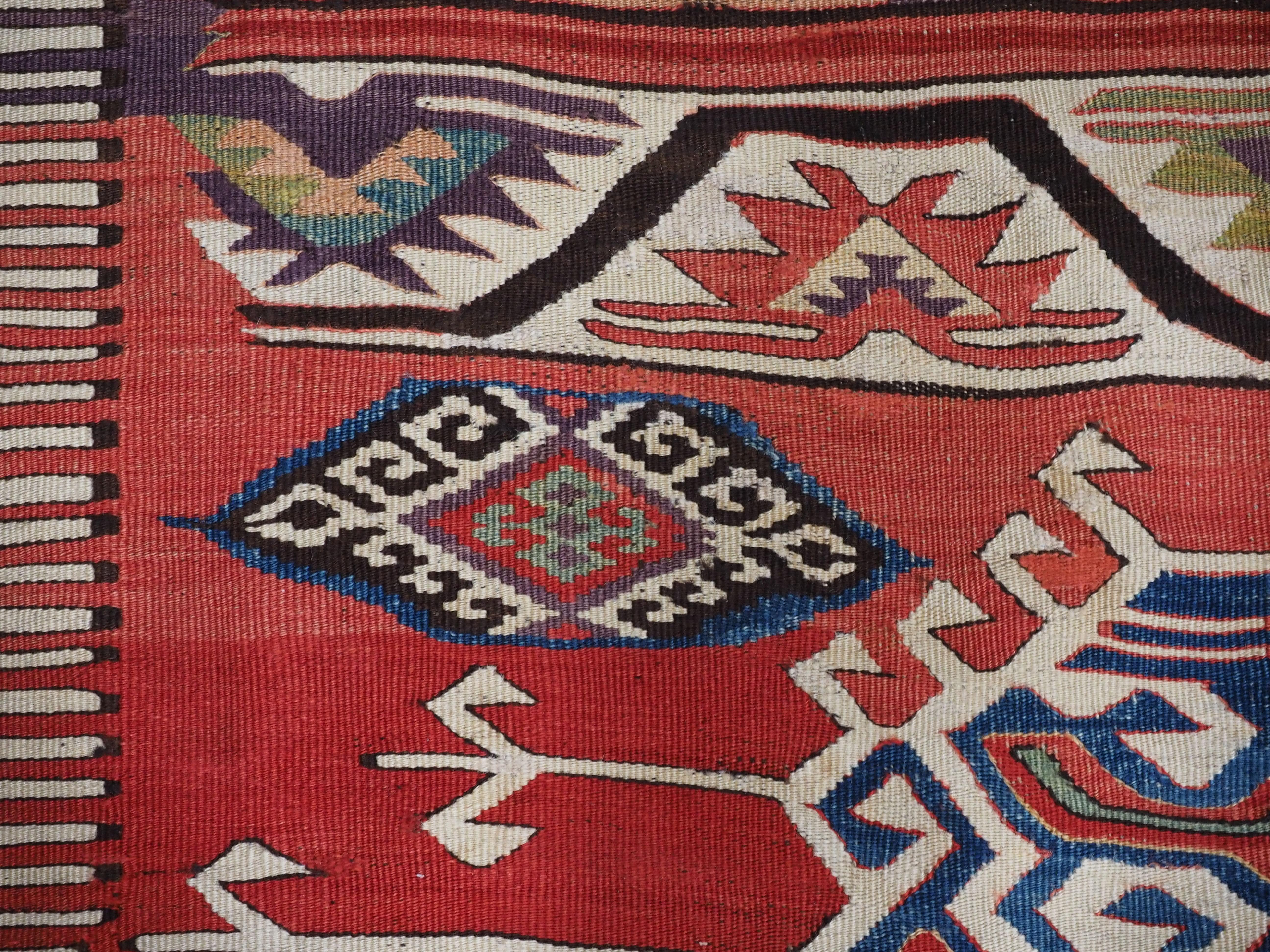 Antique Anatolian village kilim from the Mut region of Turkey,  1880 or earlier. For Sale 4