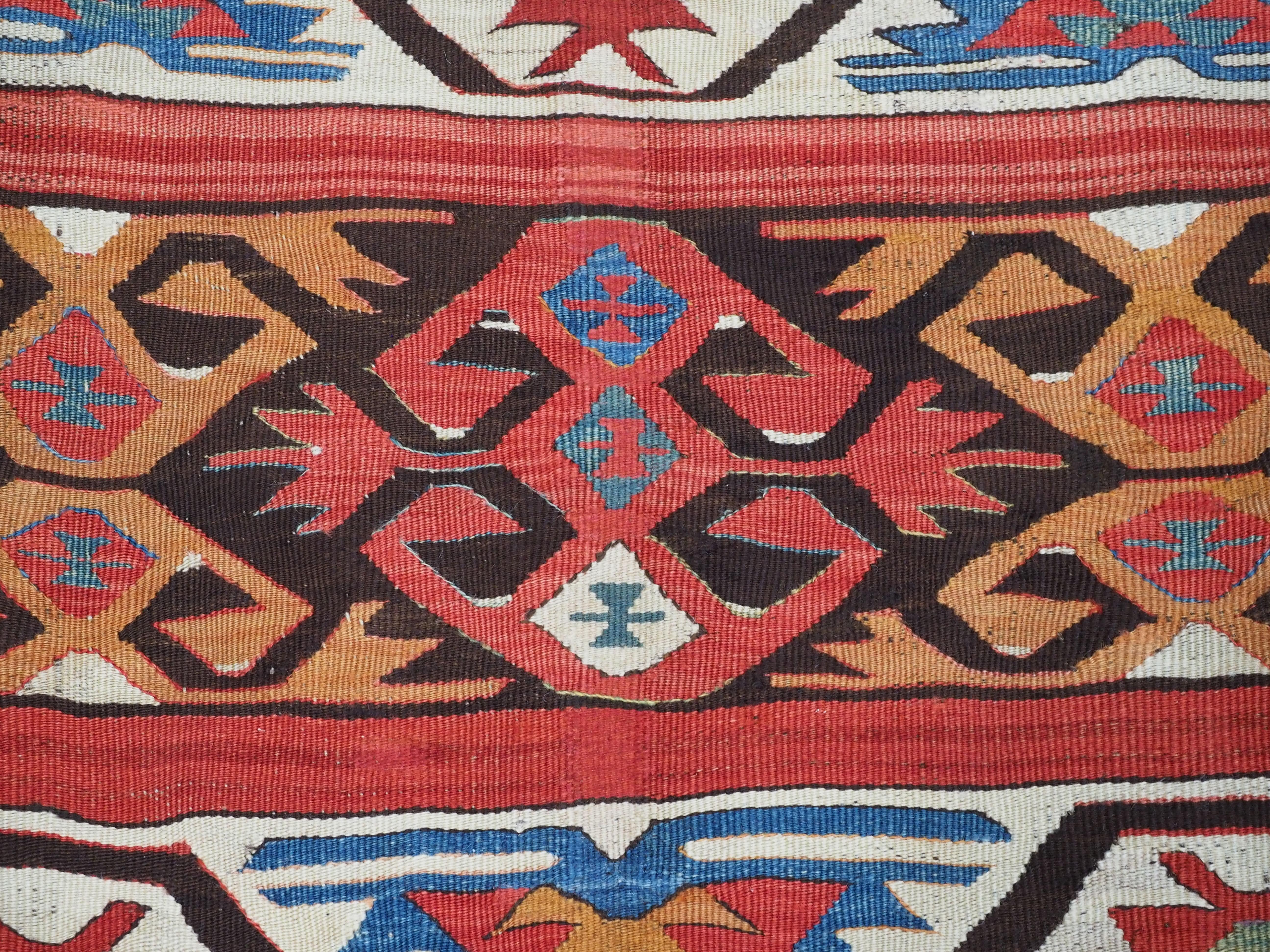 Antique Anatolian village kilim from the Mut region of Turkey,  1880 or earlier. For Sale 6