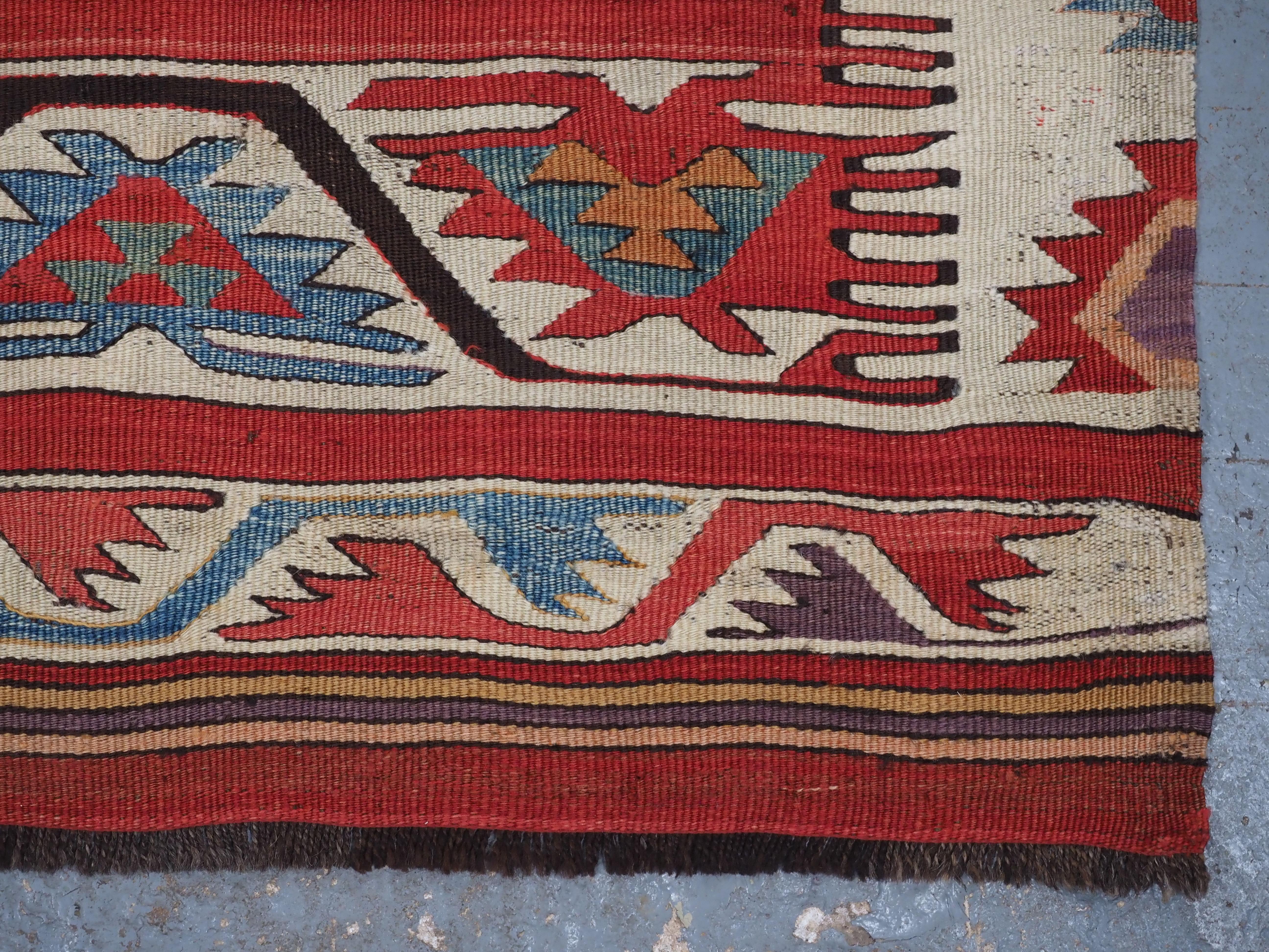 Antique Anatolian village kilim from the Mut region of Turkey,  1880 or earlier. For Sale 9