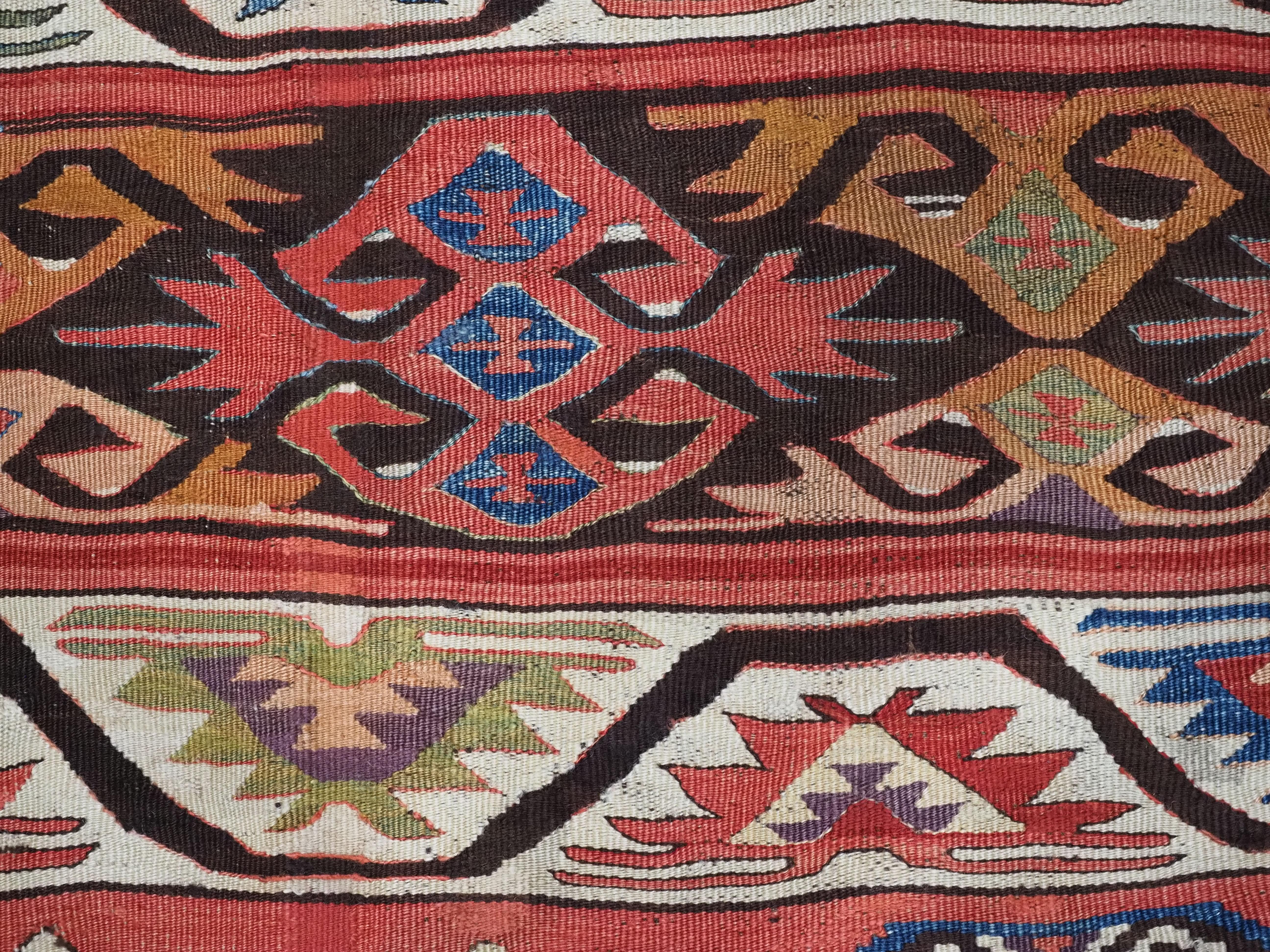 Antique Anatolian village kilim from the Mut region of Turkey,  1880 or earlier. For Sale 3
