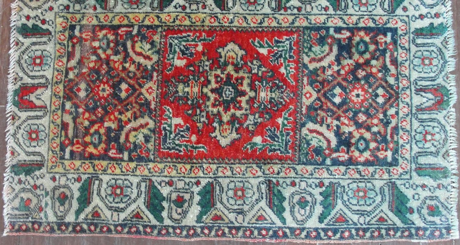 Wool Antique Anatolian Yastik Bag Face Rug, Free Shipping For Sale
