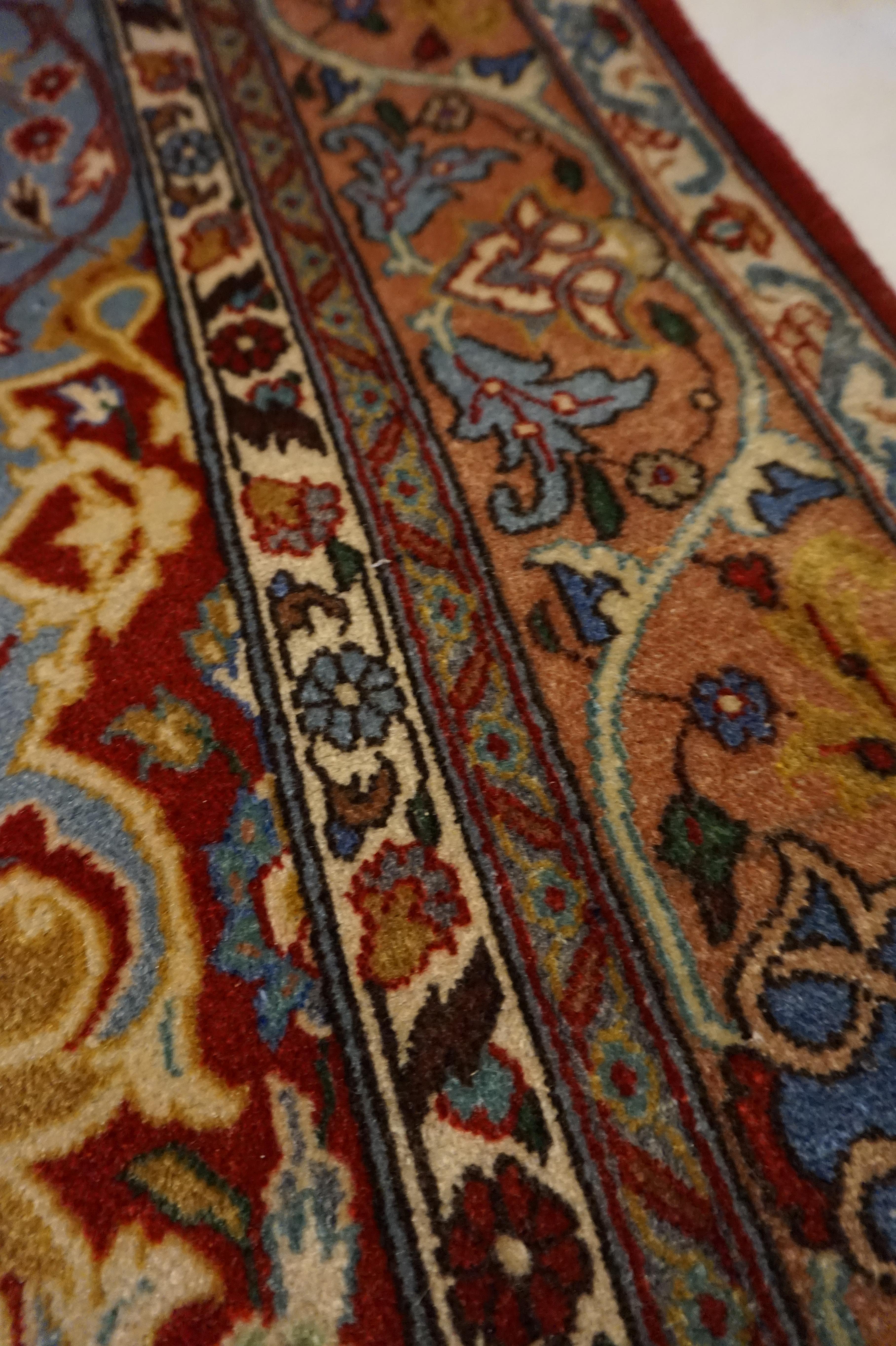 Antique Ancient Isfahan Inspired Hand Knotted Rug With Scrolling Floral Theme For Sale 2