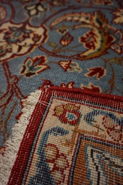 Antique Ancient Isfahan Inspired Hand Knotted Rug With Scrolling Floral Theme