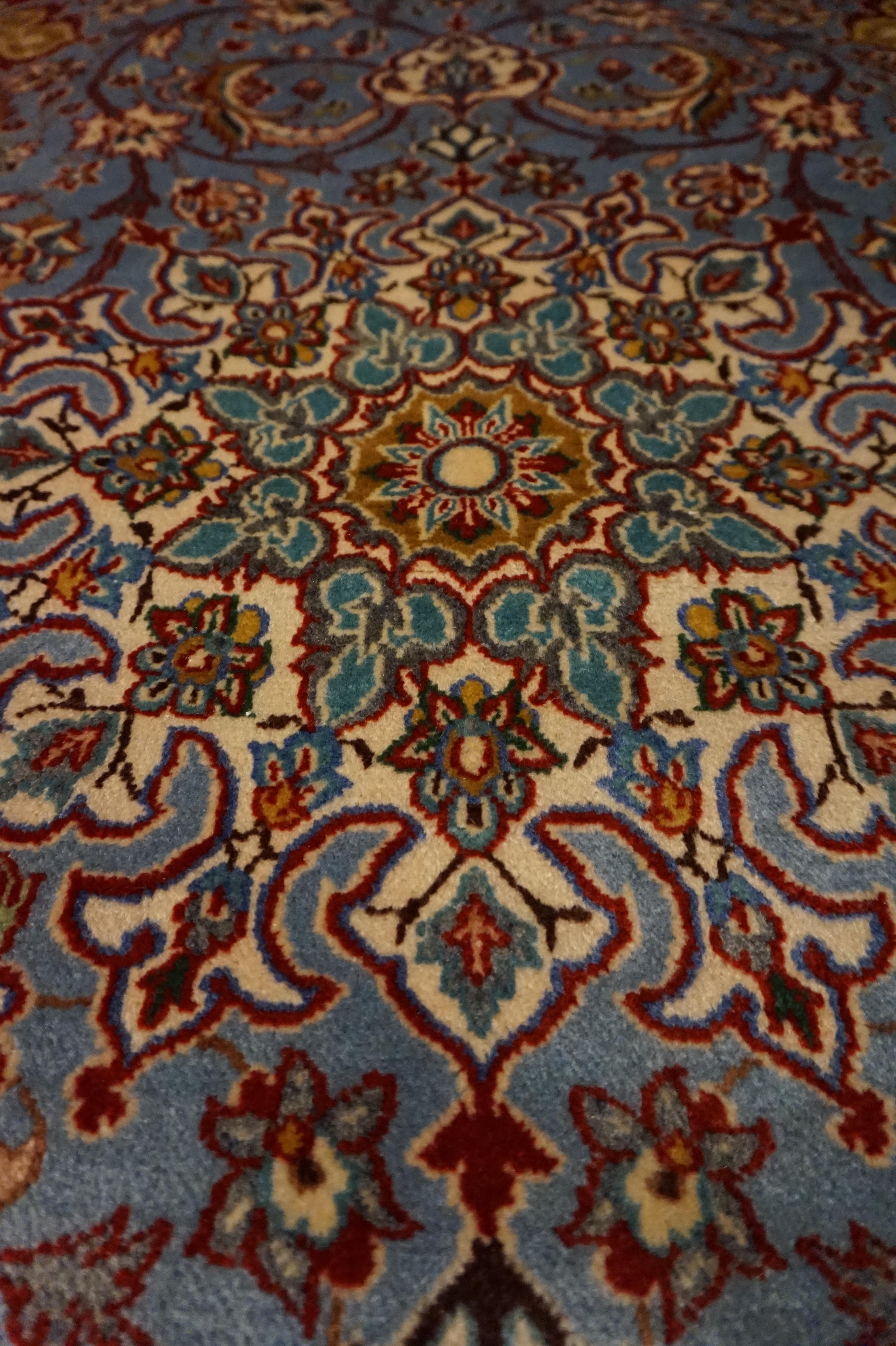 Antique Ancient Isfahan Inspired Hand Knotted Rug With Scrolling Floral Theme For Sale 1