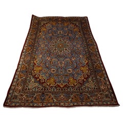 Antique Ancient Isfahan Inspired Hand Knotted Rug With Scrolling Floral Theme