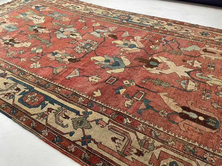 Dilapidated Rug Antique Ancient Rarest of Rare Rug in Serapi, circa 1880's For Sale at ...