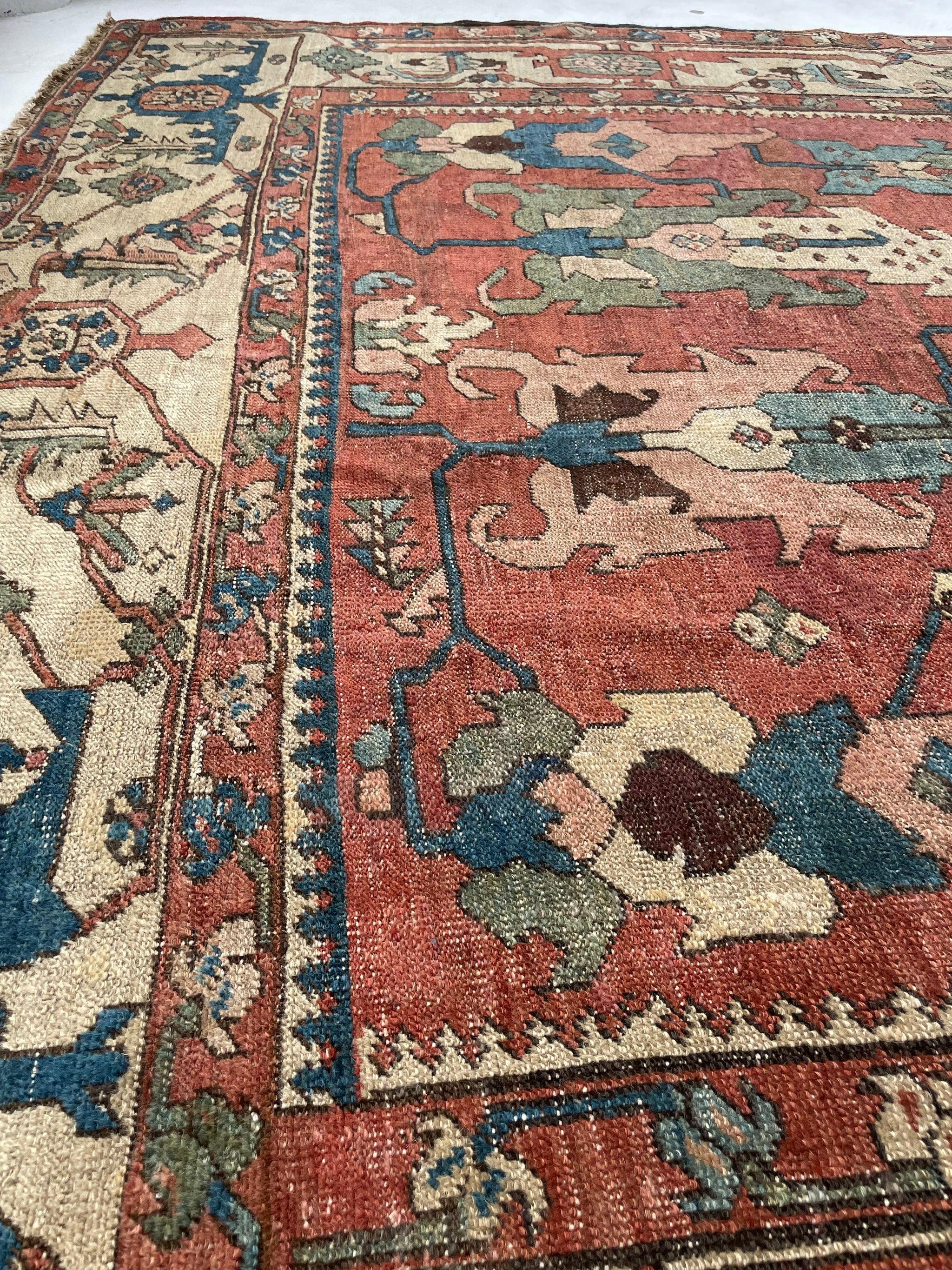 Antique Ancient Rarest of Rare Rug in Serapi, circa 1880's For Sale 7