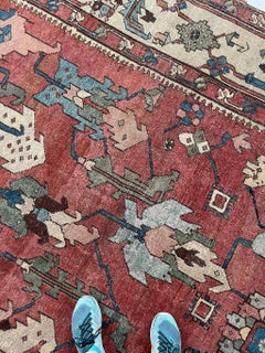 Antigua Alfombra Rara de Raras en Serapi, circa 1880's