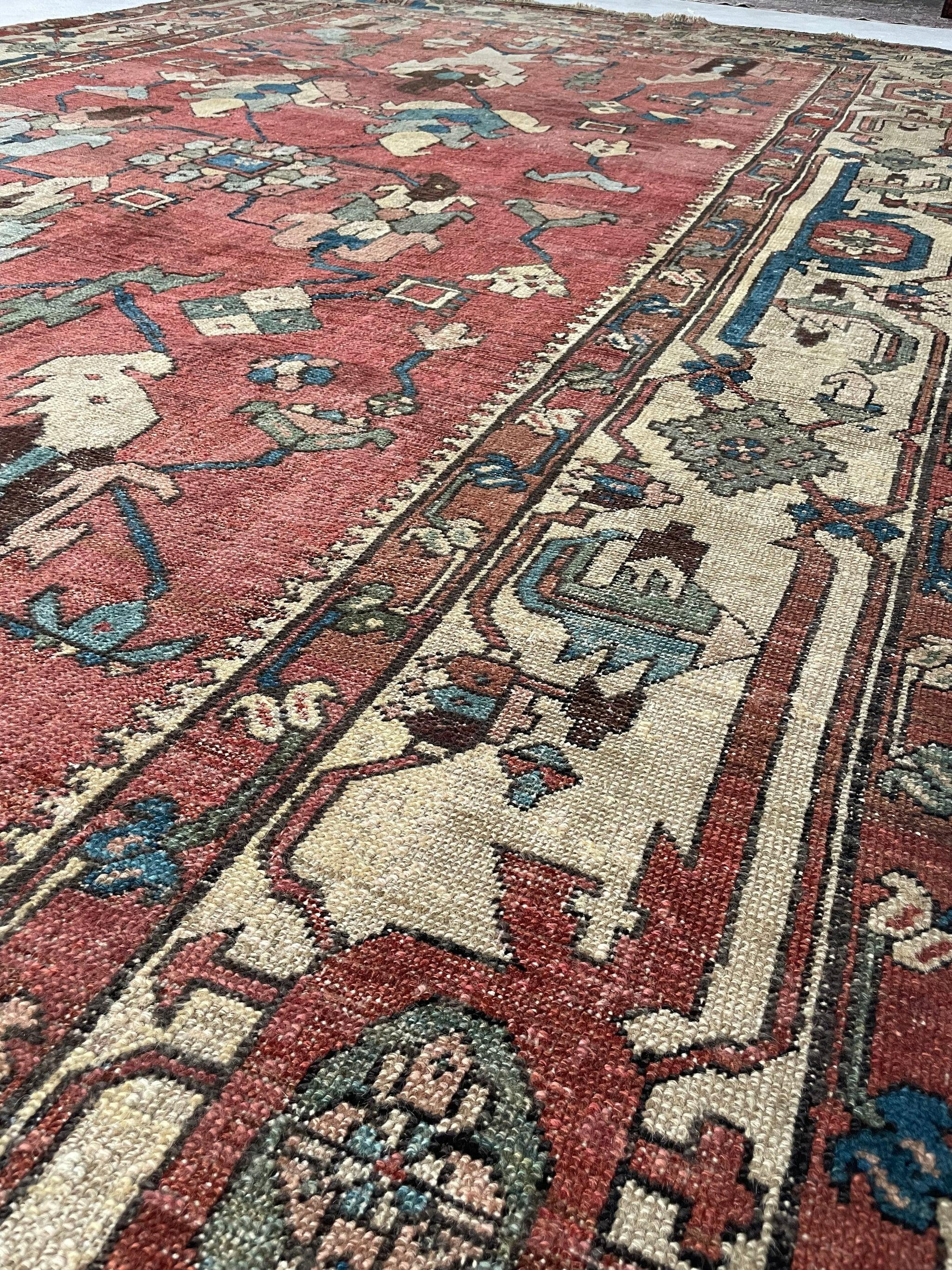 Antique Ancient Rarest of Rare Rug in Serapi, circa 1880's In Good Condition For Sale In Milwaukee, WI