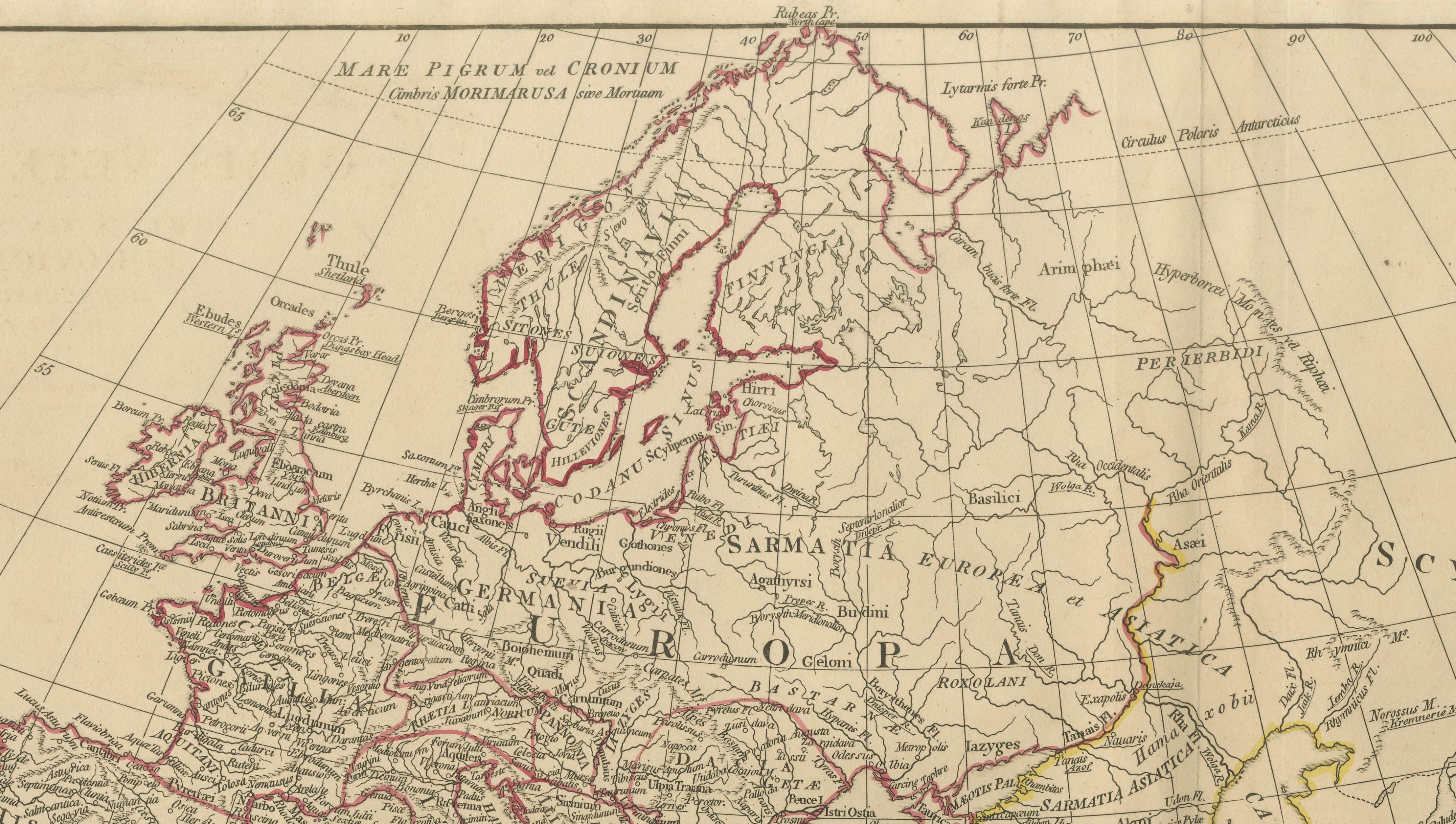Antique Ancient World Map – Orbis Veteribus Notus, Engraving c.1818