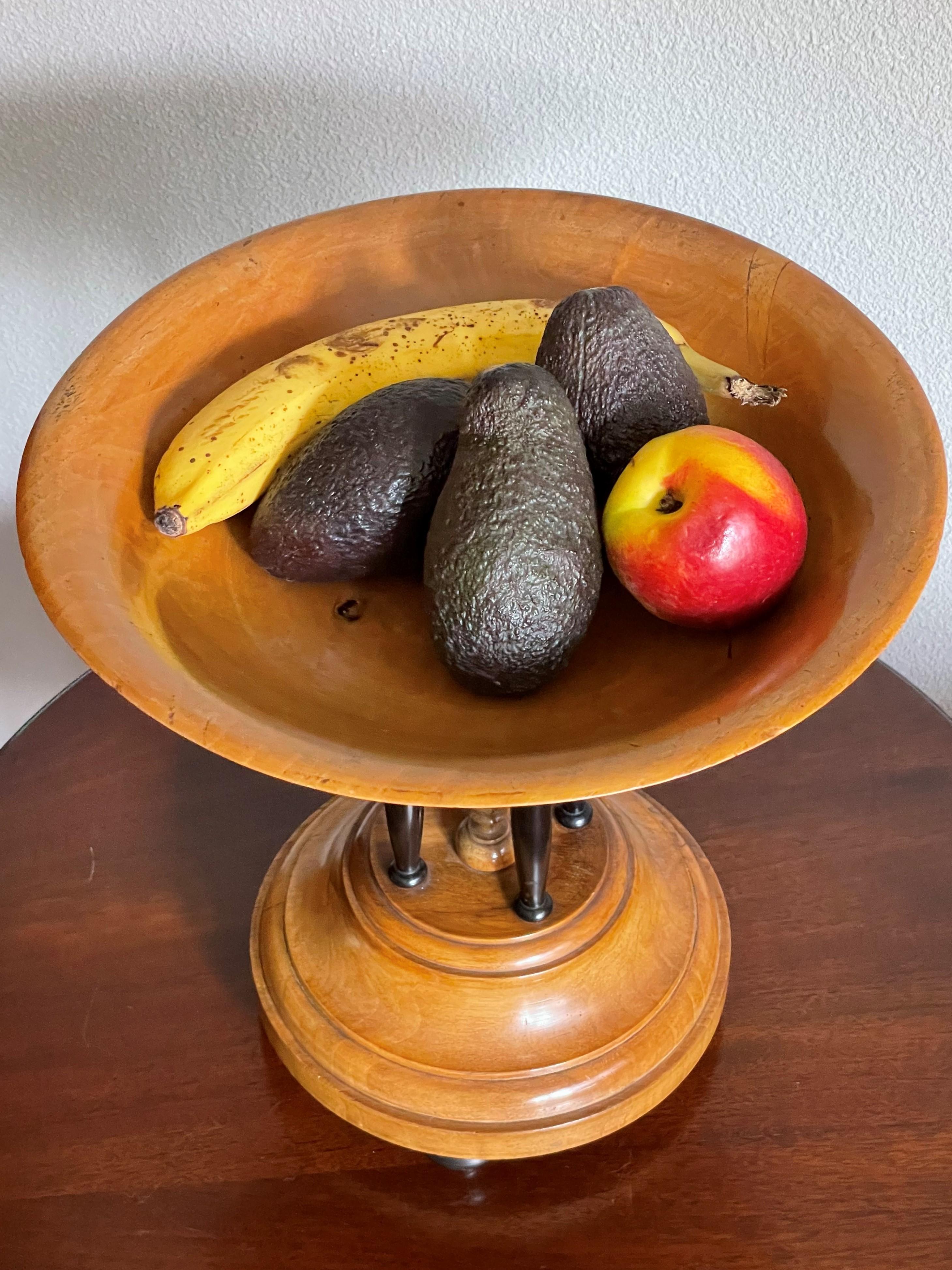 Nutwood Antique and All Handcrafted 19th Century Wooden Fruitbowl / Center Table Piece