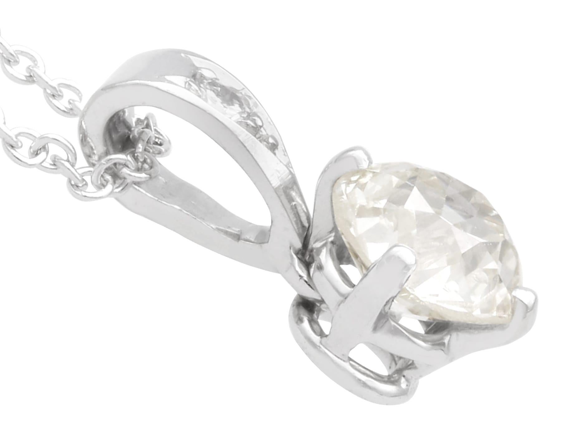 Antique and Contemporary 0.70Ct Diamond and 18k White Gold Pendant In Excellent Condition For Sale In Jesmond, Newcastle Upon Tyne