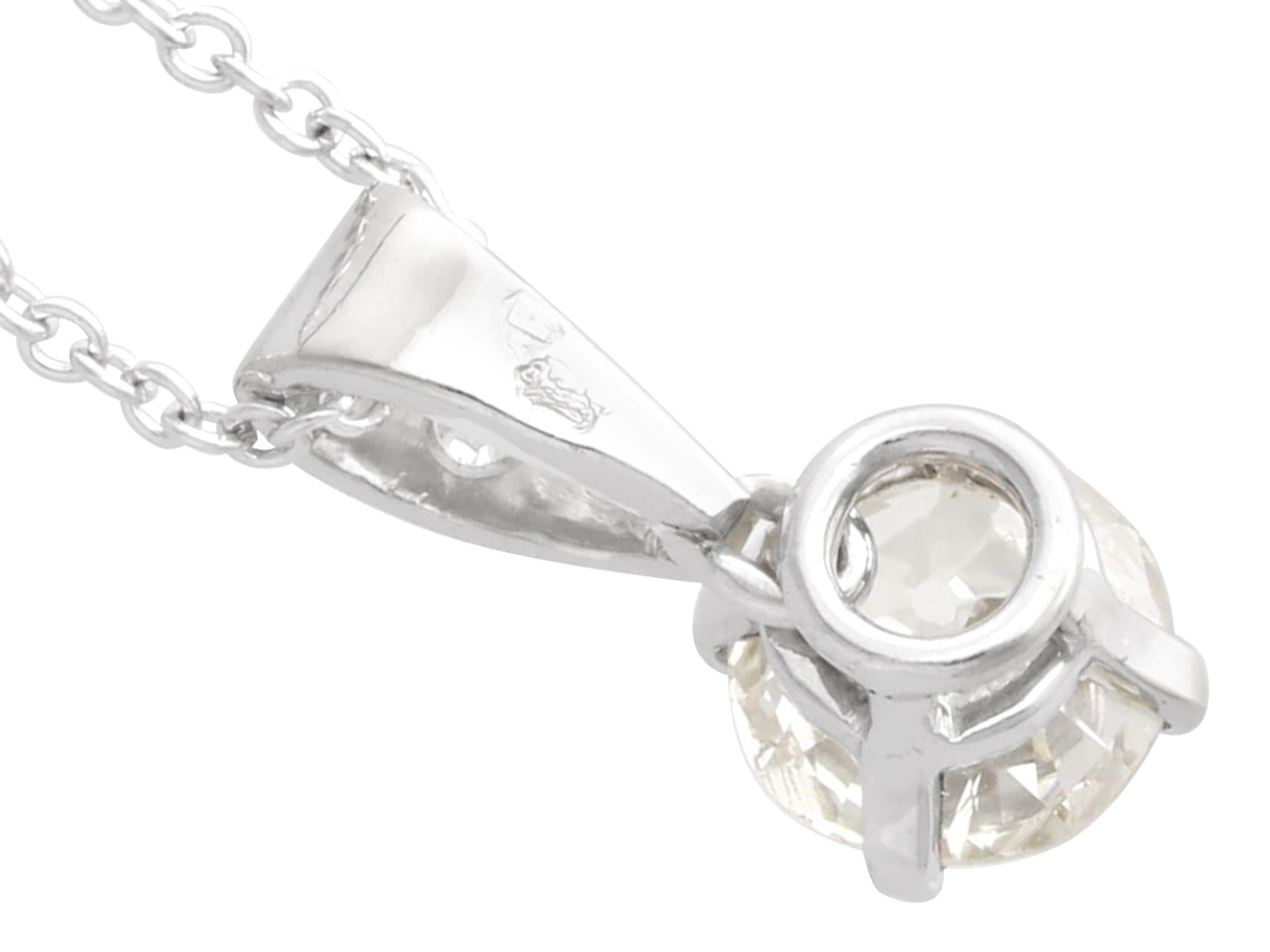 Women's or Men's Antique and Contemporary 0.70Ct Diamond and 18k White Gold Pendant For Sale