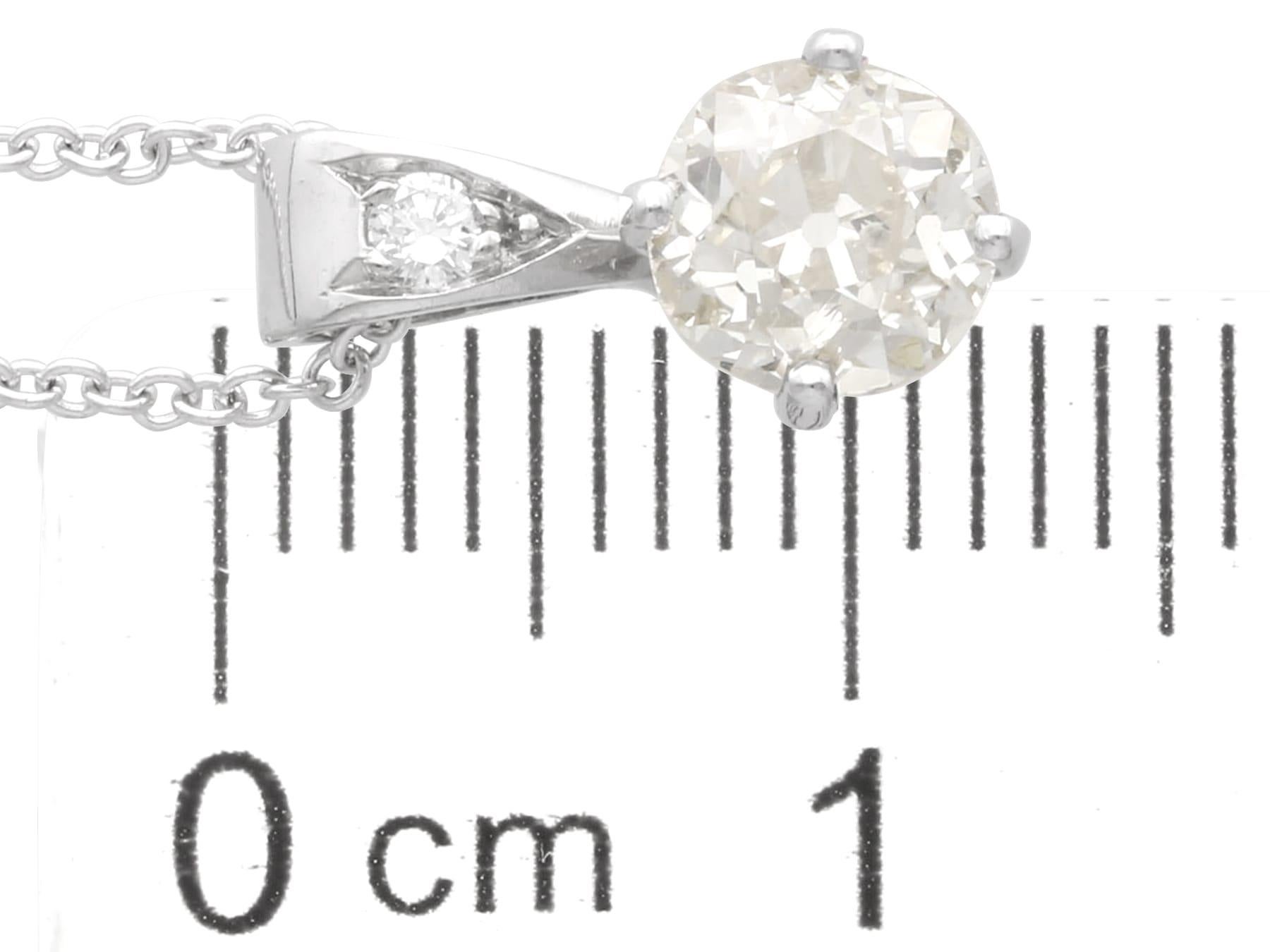 Antique and Contemporary 0.70Ct Diamond and 18k White Gold Pendant For Sale 1