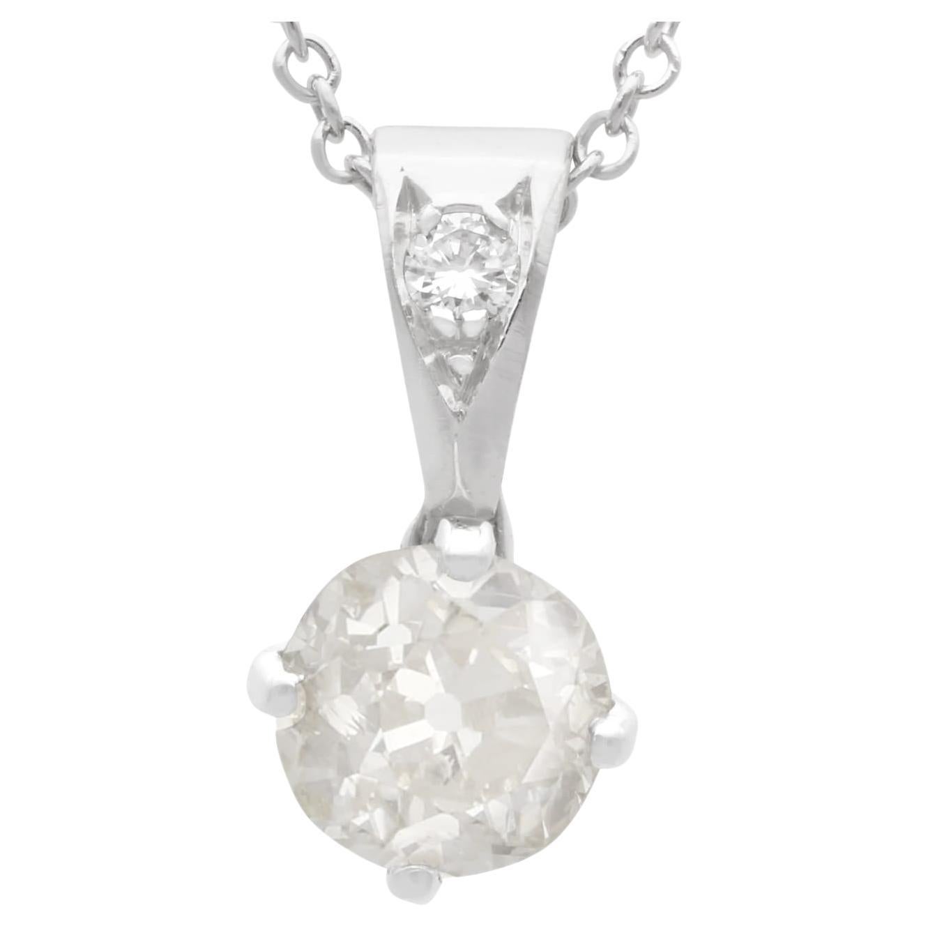 Antique and Contemporary 0.70Ct Diamond and 18k White Gold Pendant
