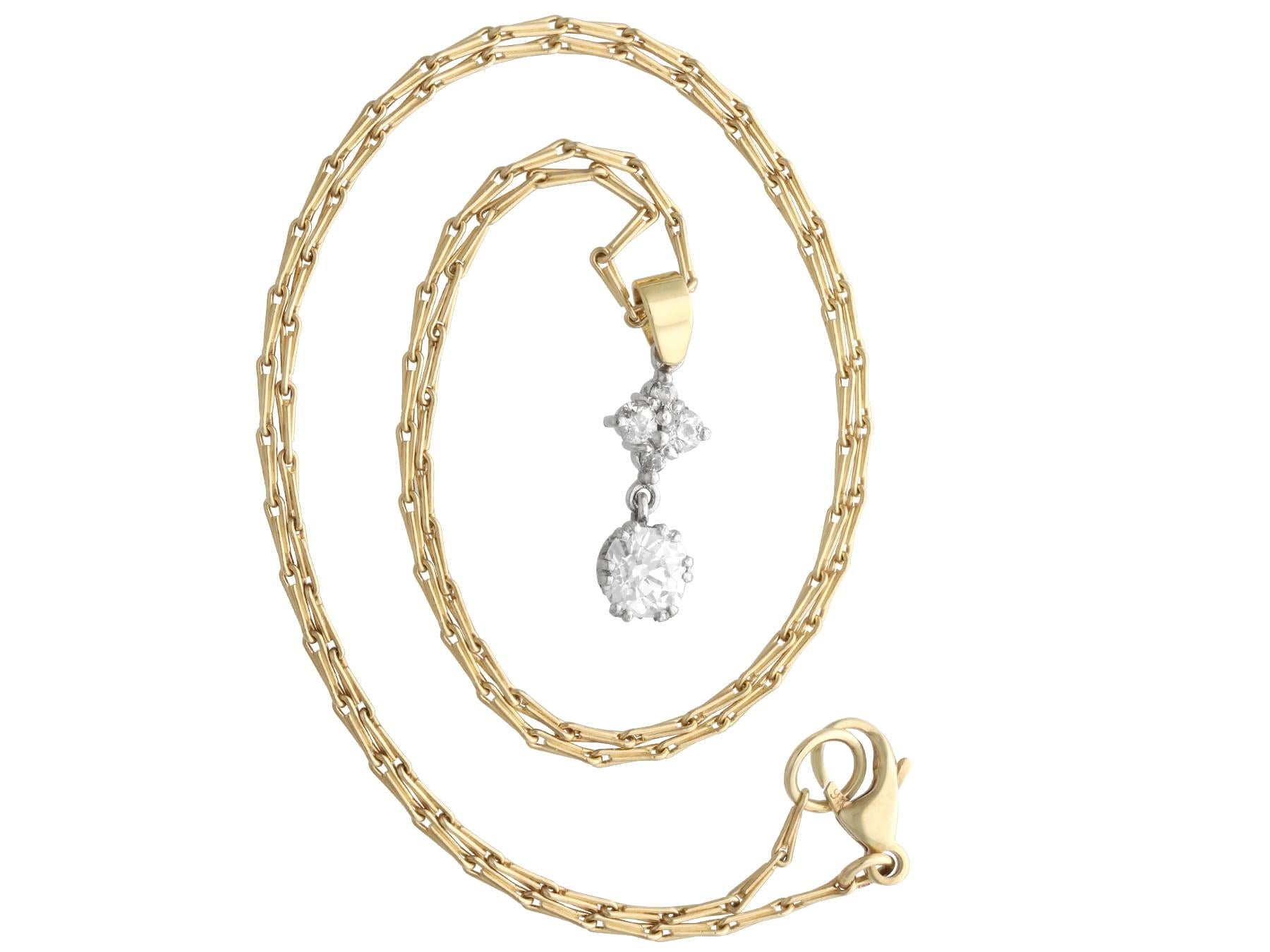 Women's or Men's Antique and Contemporary 0.91 Carat Diamond and 18k Yellow Gold Pendant For Sale