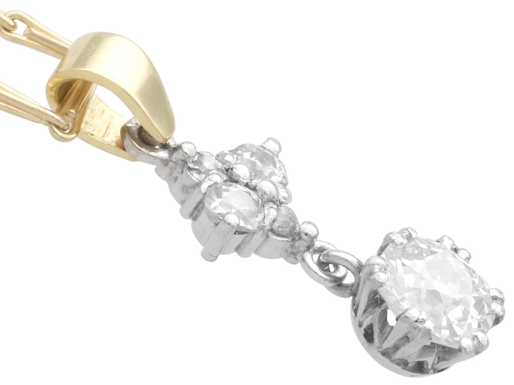 Antique and Contemporary 0.91 Carat Diamond and 18k Yellow Gold Pendant For Sale 1