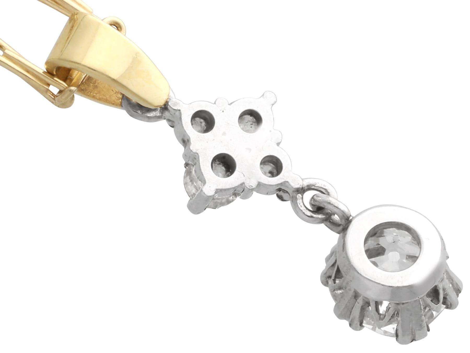 Antique and Contemporary 0.91 Carat Diamond and 18k Yellow Gold Pendant For Sale 2