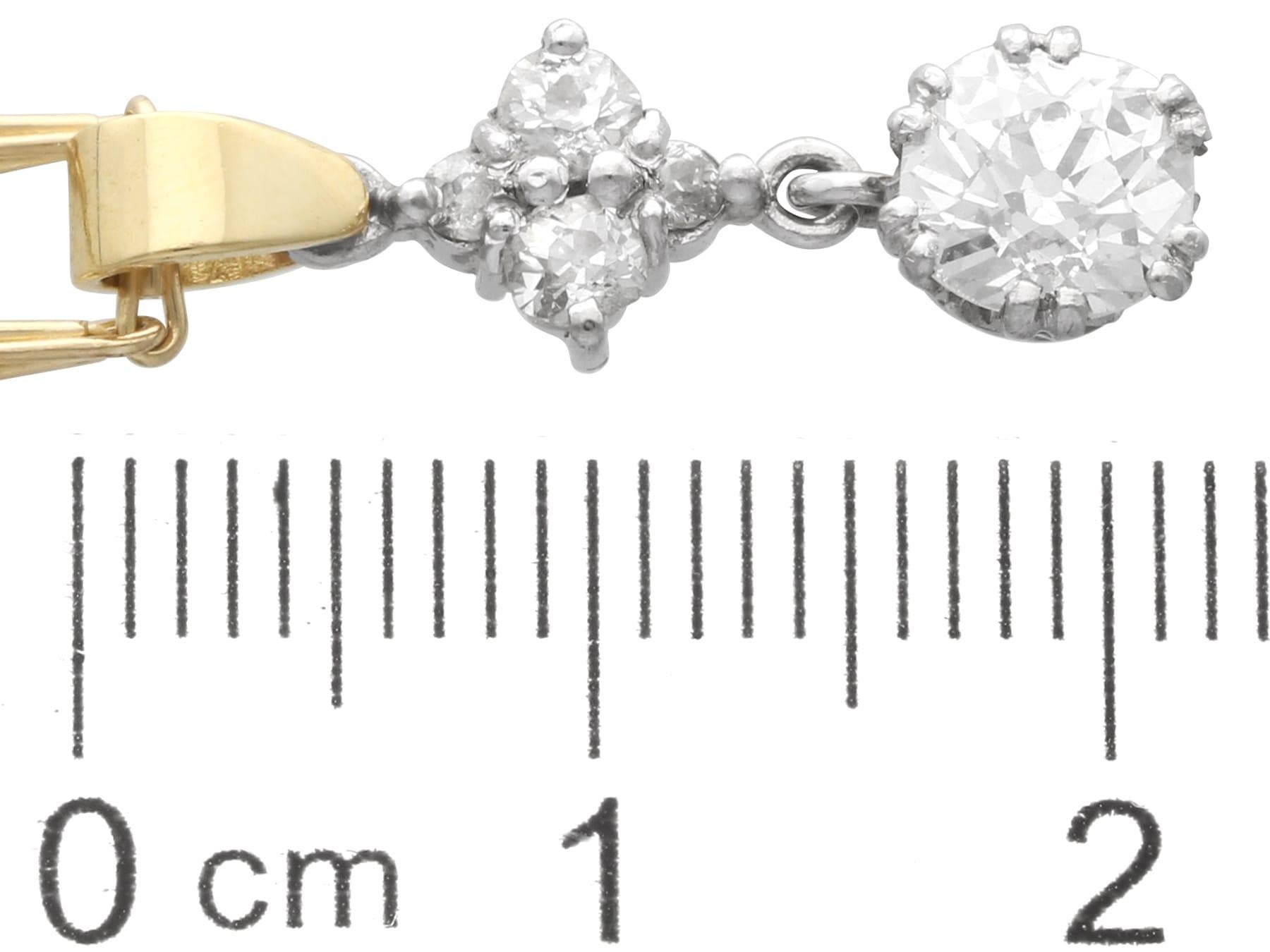 Antique and Contemporary 0.91 Carat Diamond and 18k Yellow Gold Pendant For Sale 3