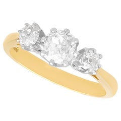 Antique and Contemporary 1.24Ct Diamond and 18k Yellow Gold Trilogy Ring 