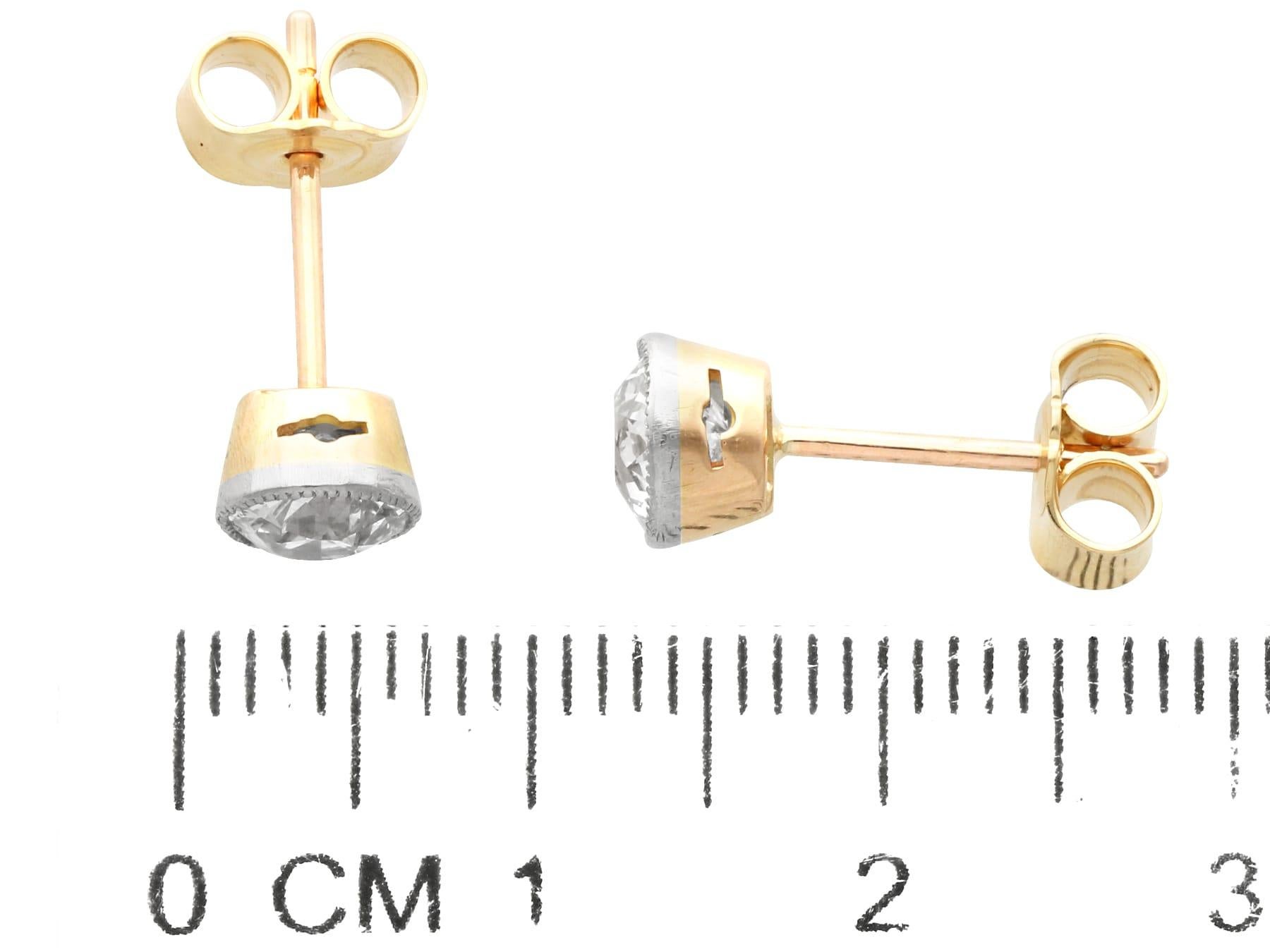 Antique and Contemporary 1.25 Carat Diamond and 9K Yellow Gold Stud Earrings 1