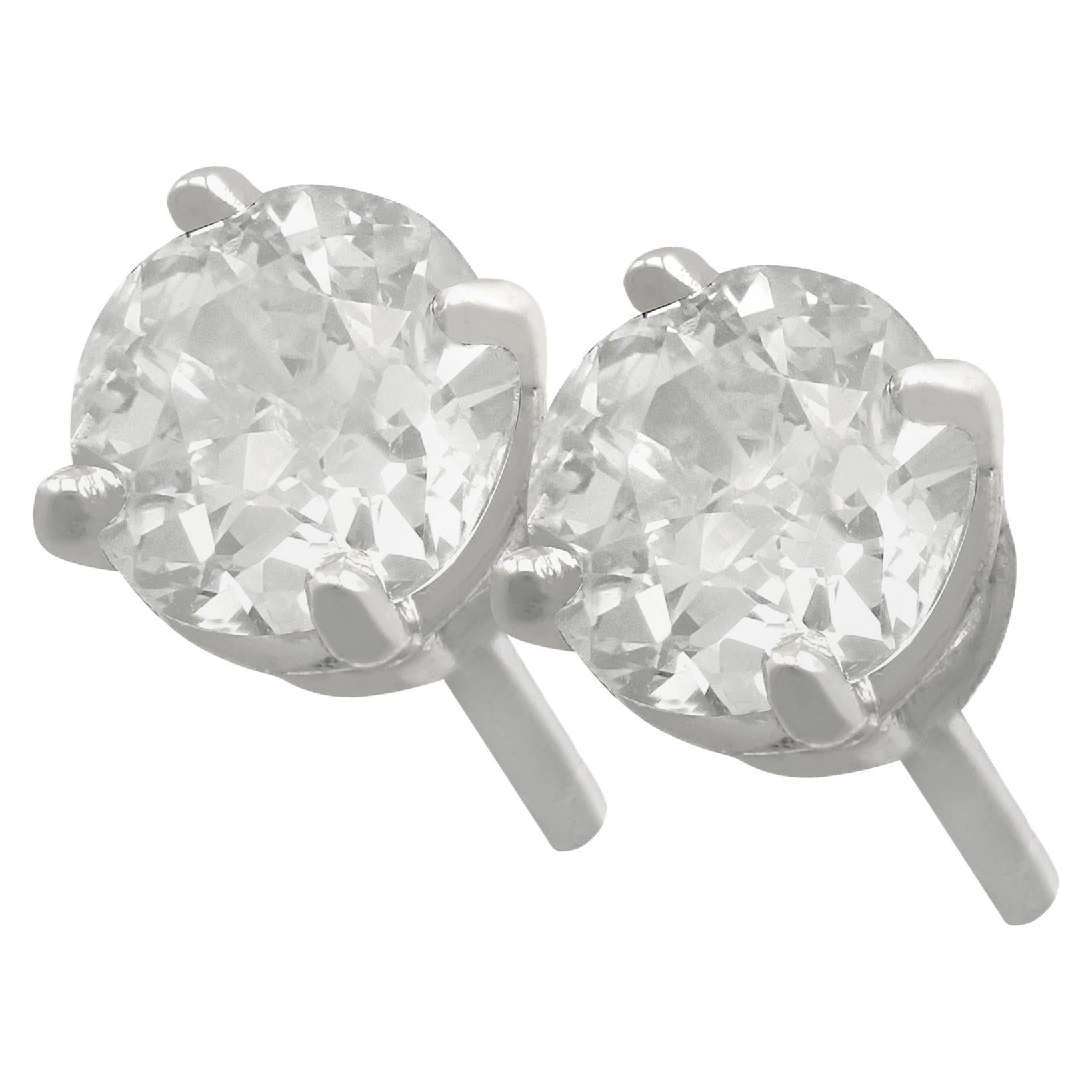 Antique and Contemporary 1.28 Carat Diamond and Platinum Stud Earrings