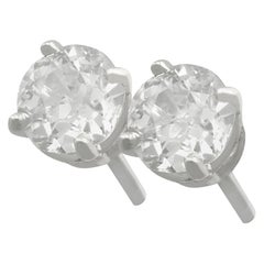Antique and Contemporary 1.28 Carat Diamond and Platinum Stud Earrings