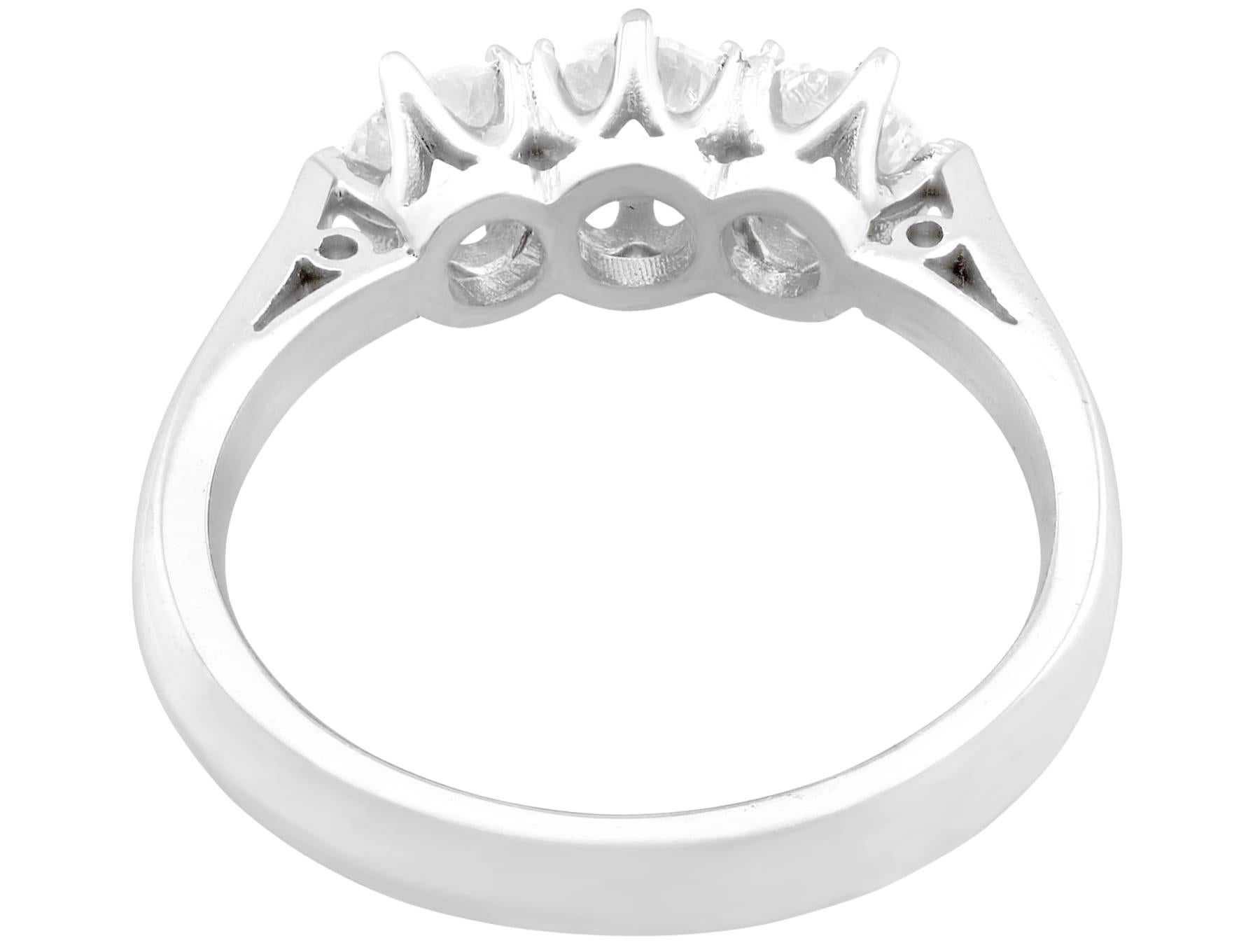 Women's Antique and Contemporary 1.32 Carat Diamond Platinum Three-Stone Ring For Sale