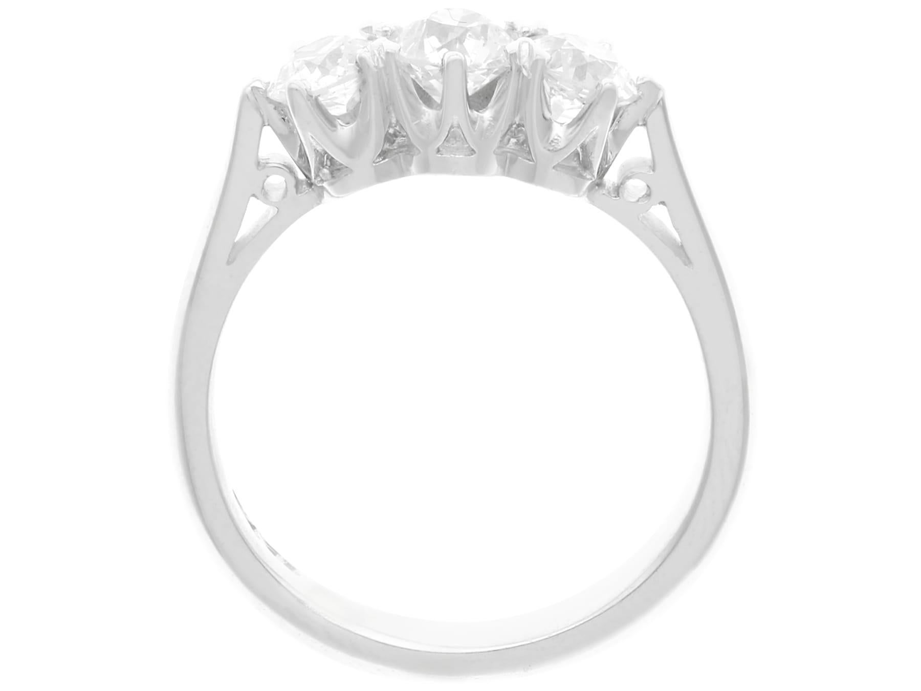 Antique and Contemporary 1.32 Carat Diamond Platinum Three-Stone Ring For Sale 1