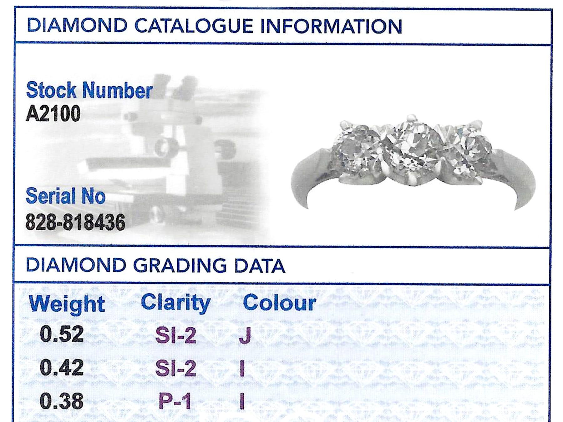 Antique and Contemporary 1.32 Carat Diamond Platinum Three-Stone Ring For Sale 2
