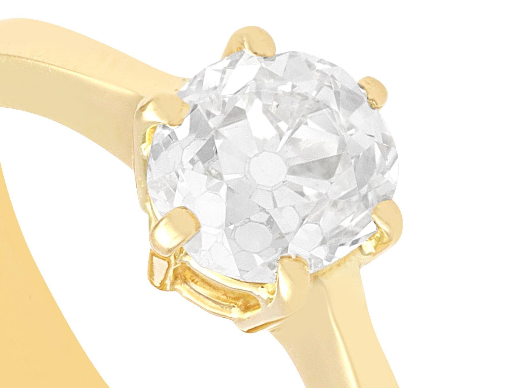 1.38 Carat Diamond 18k Yellow Gold Solitaire Engagement Ring For Sale 5