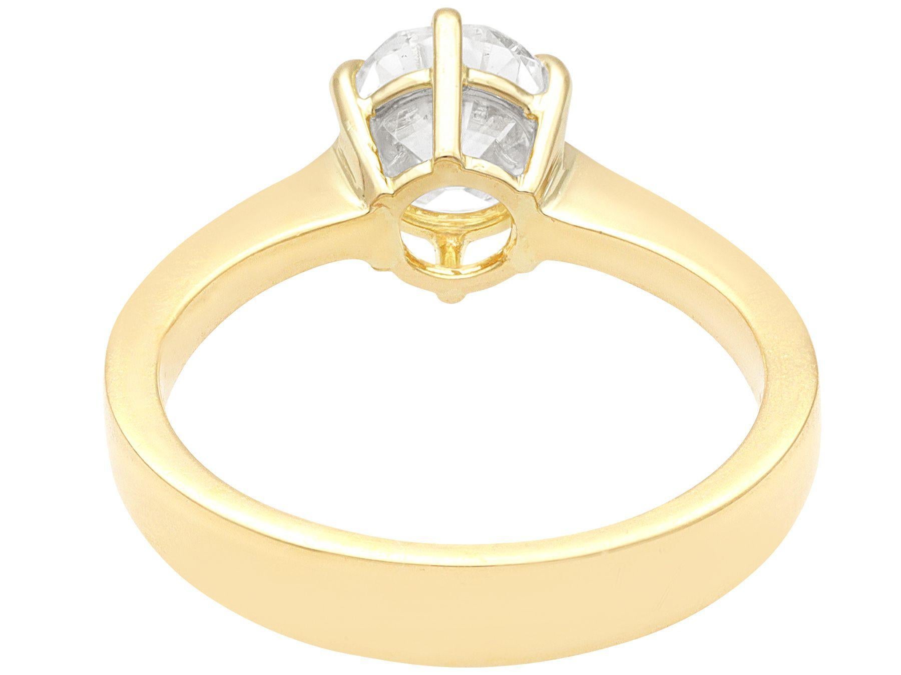 1.38 Carat Diamond 18k Yellow Gold Solitaire Engagement Ring In Excellent Condition For Sale In Jesmond, Newcastle Upon Tyne
