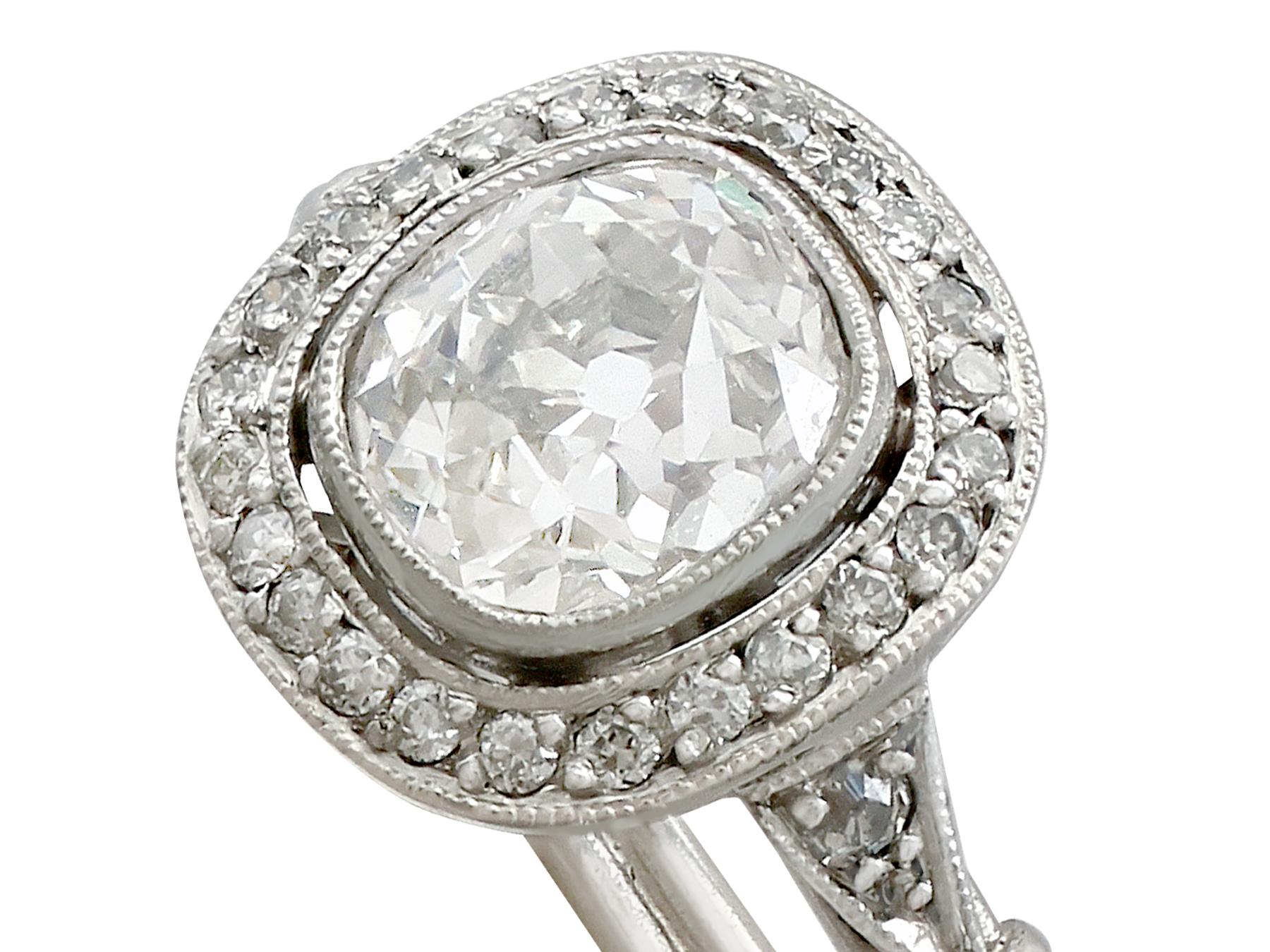 Antique and Contemporary 1.48 Carat Diamond and Platinum Halo Ring In Excellent Condition In Jesmond, Newcastle Upon Tyne