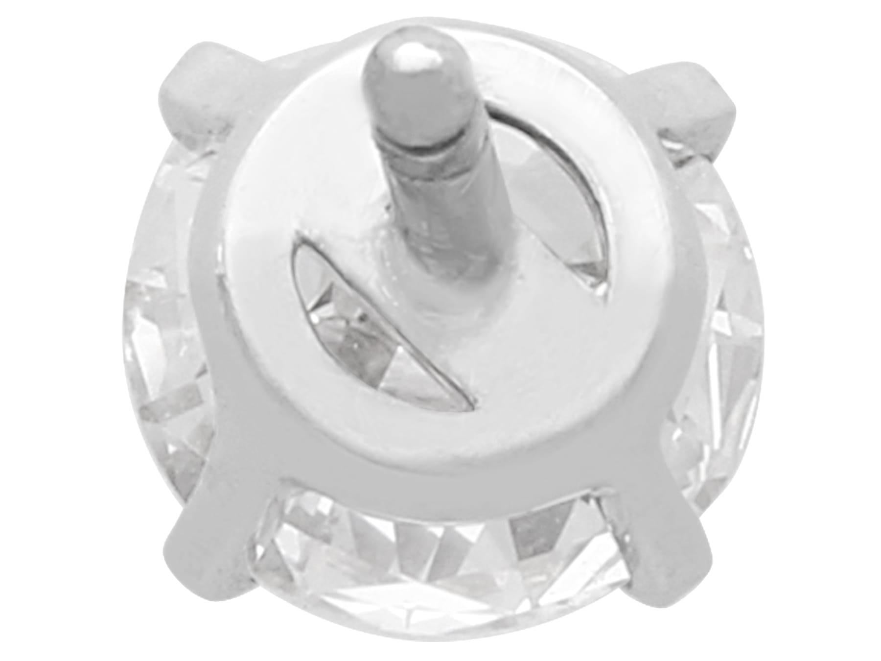Women's or Men's Antique and Contemporary 1.51Ct Diamond and 18k White Gold Stud Earrings