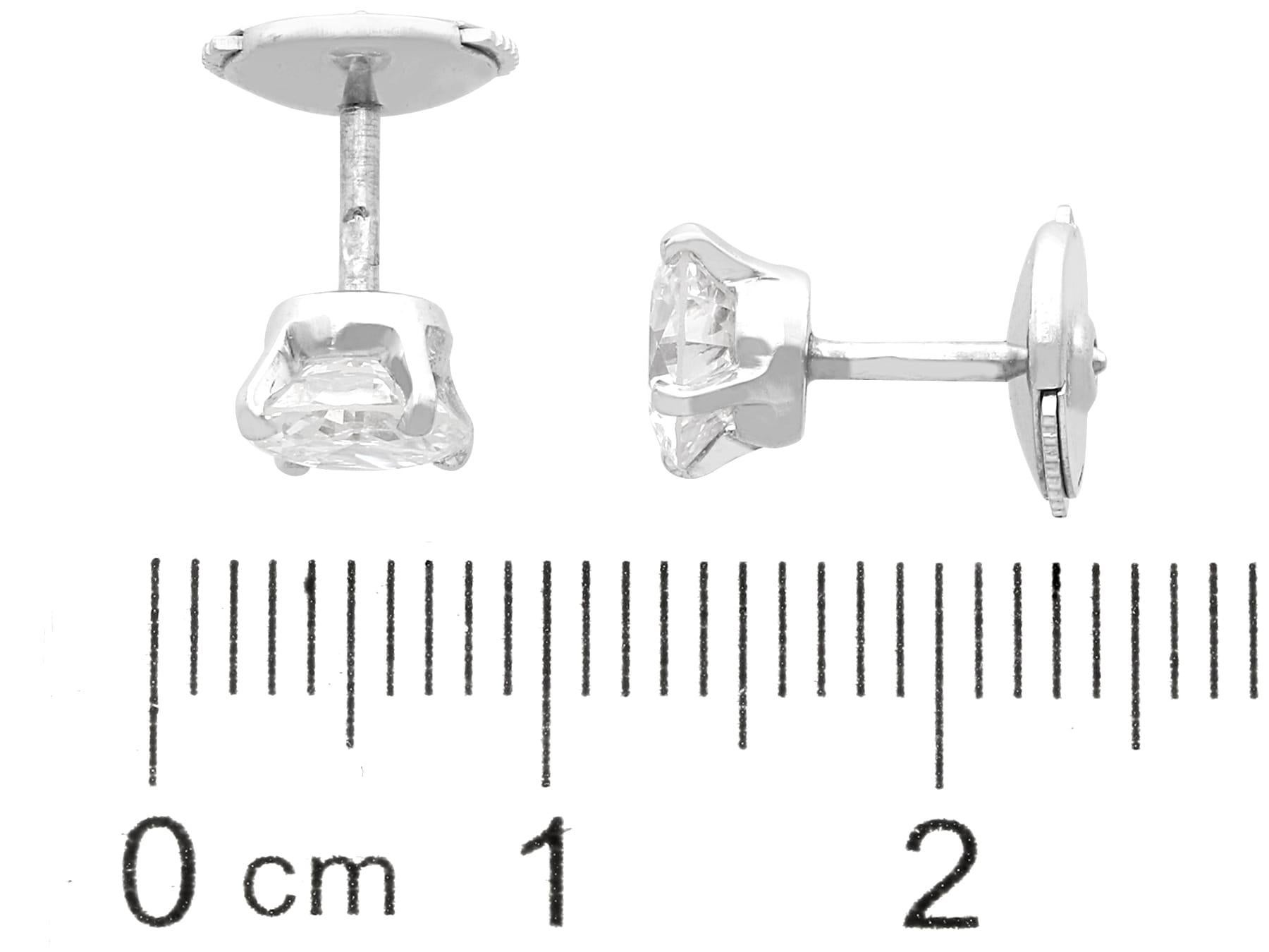 Antique and Contemporary 1.51Ct Diamond and 18k White Gold Stud Earrings 2